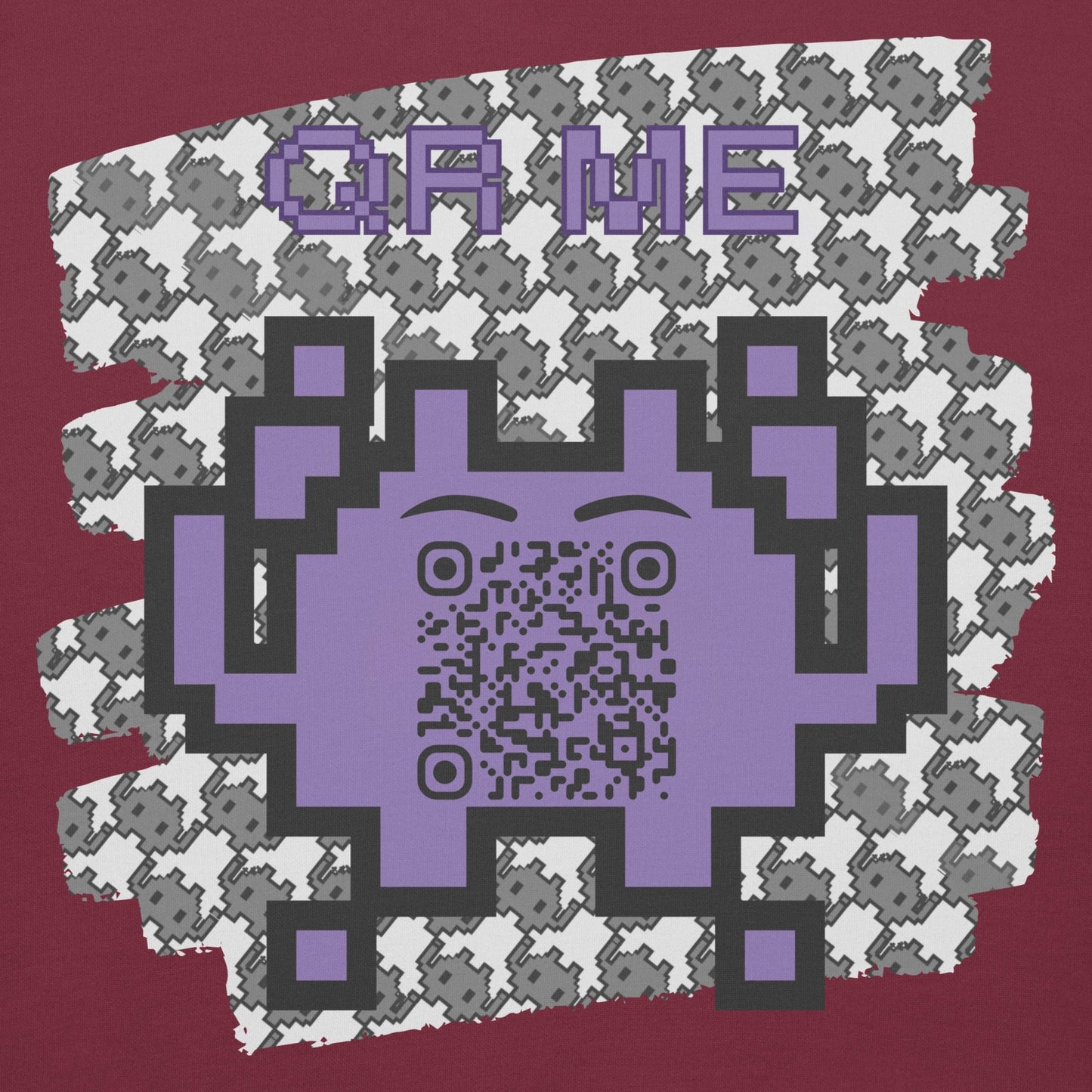 Monochrome Alien Emoji QR Code Hoodie β Share Your Stats