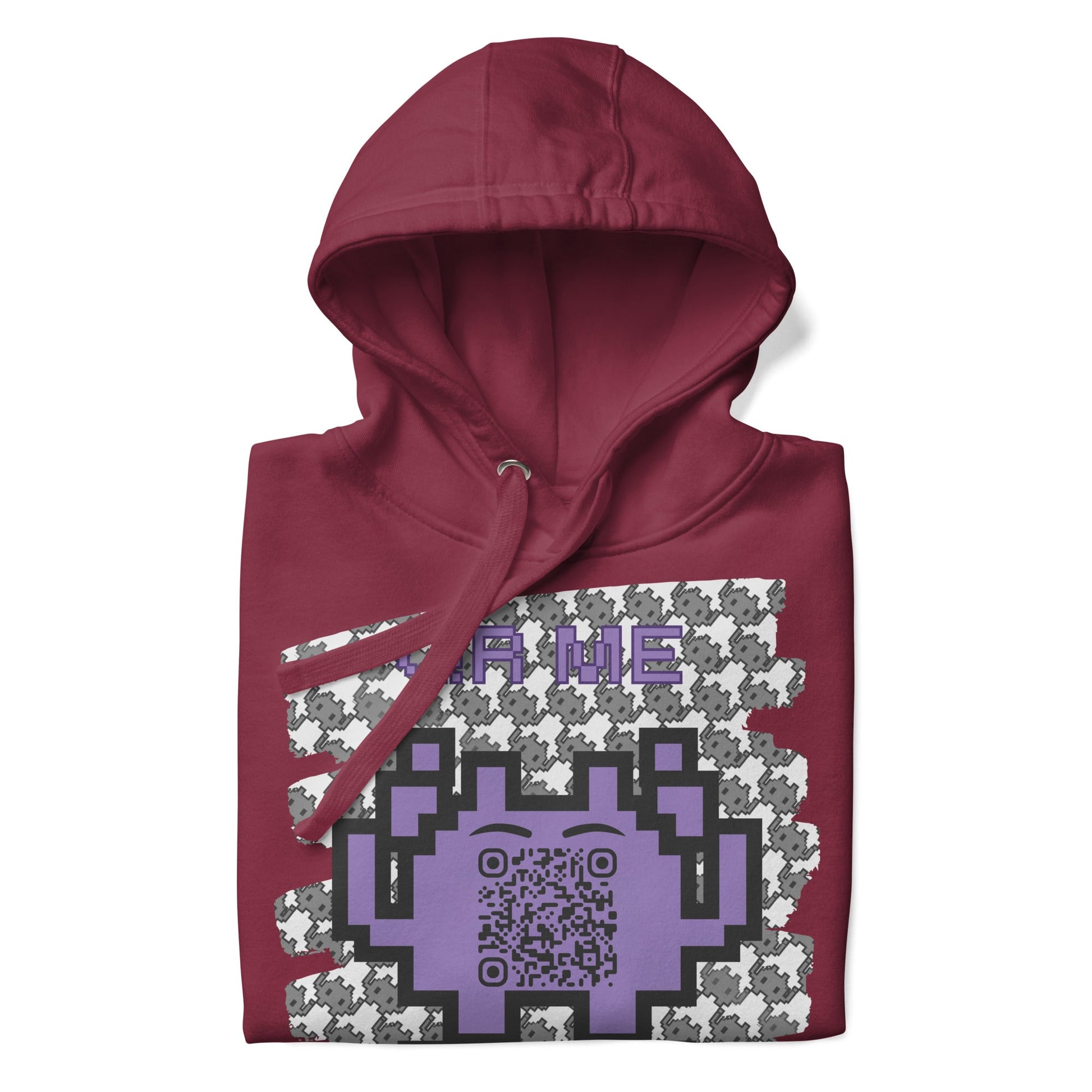 Monochrome Alien Emoji QR Code Hoodie β Share Your Stats
