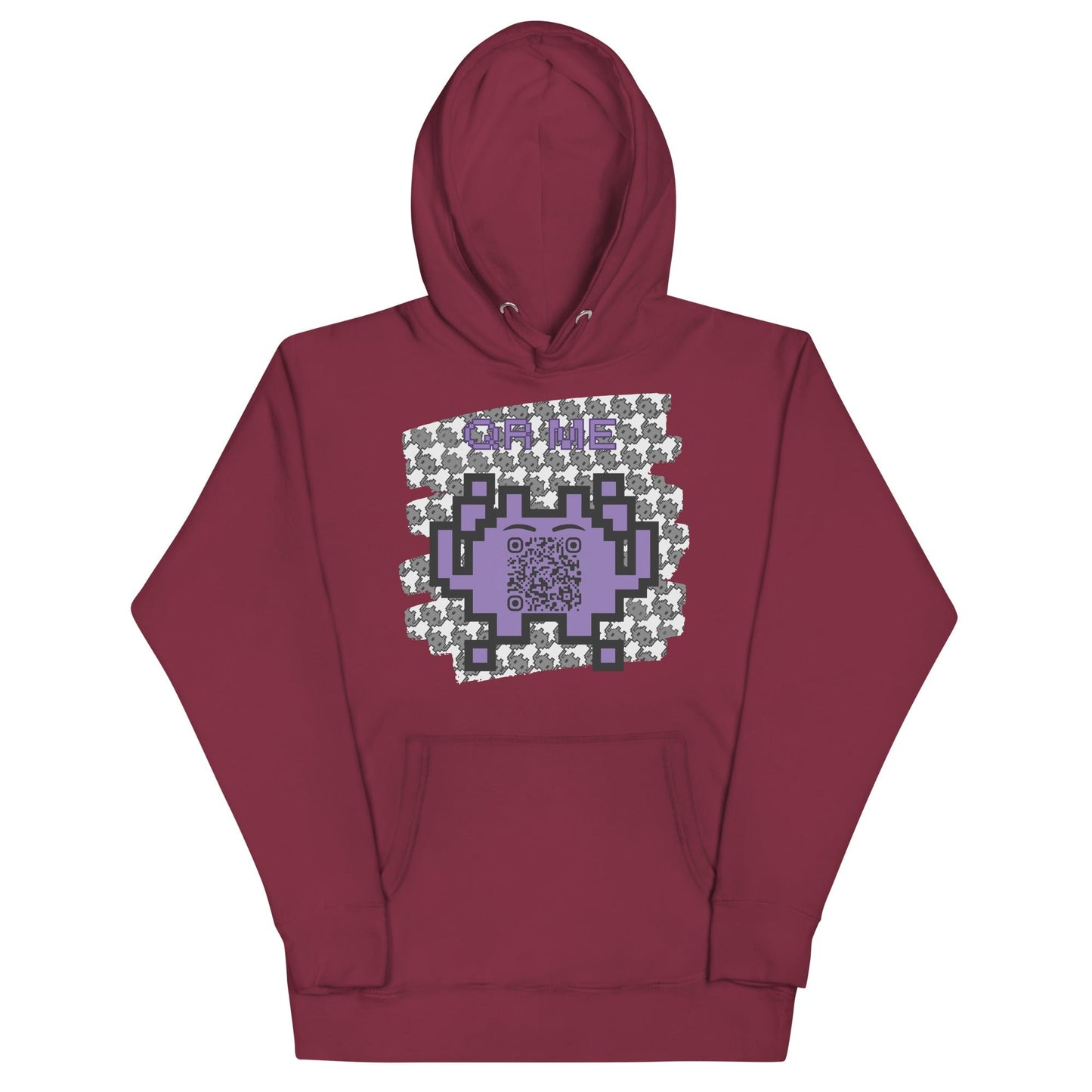 Monochrome Alien Emoji QR Code Hoodie β Share Your Stats