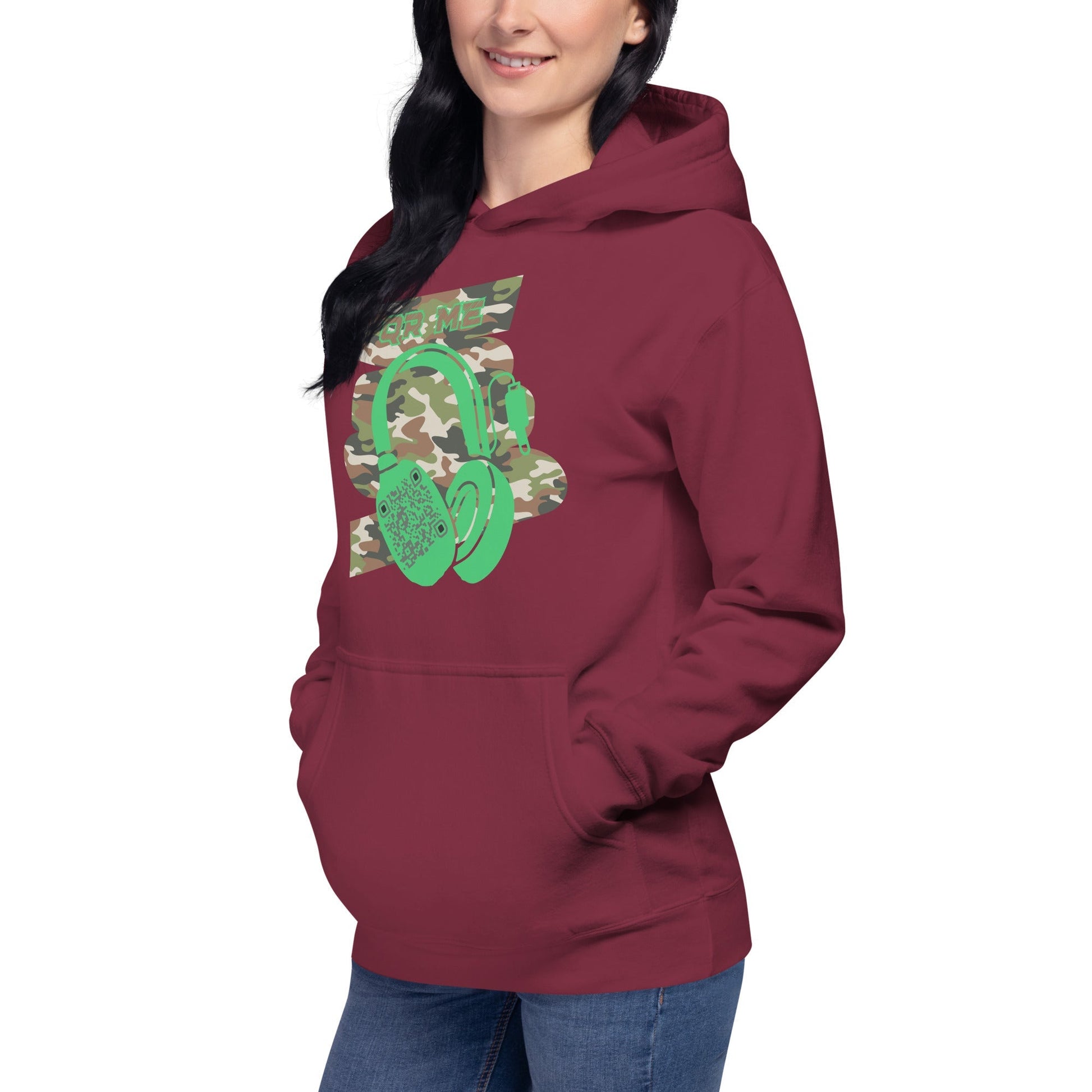 Personalized QR Code Green Camo Hoodie β Blend In, Stand Out