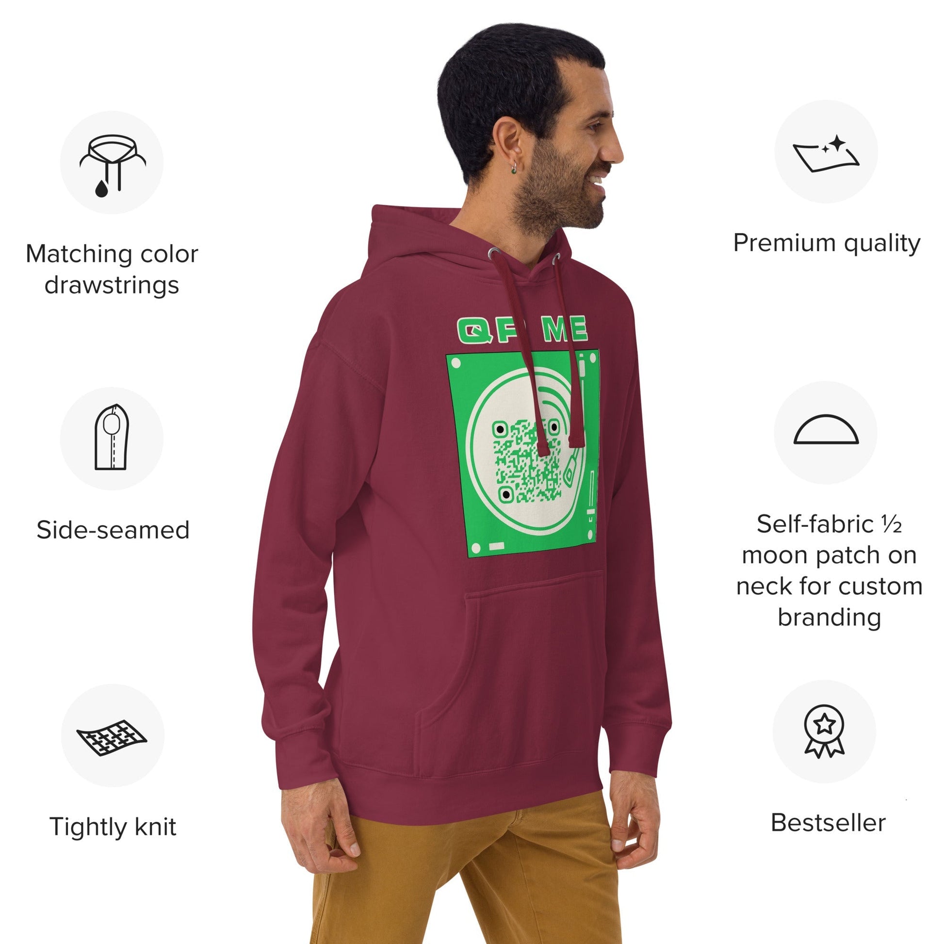Music Lovers Personalized QR Code Unisex Luxury Hoodie