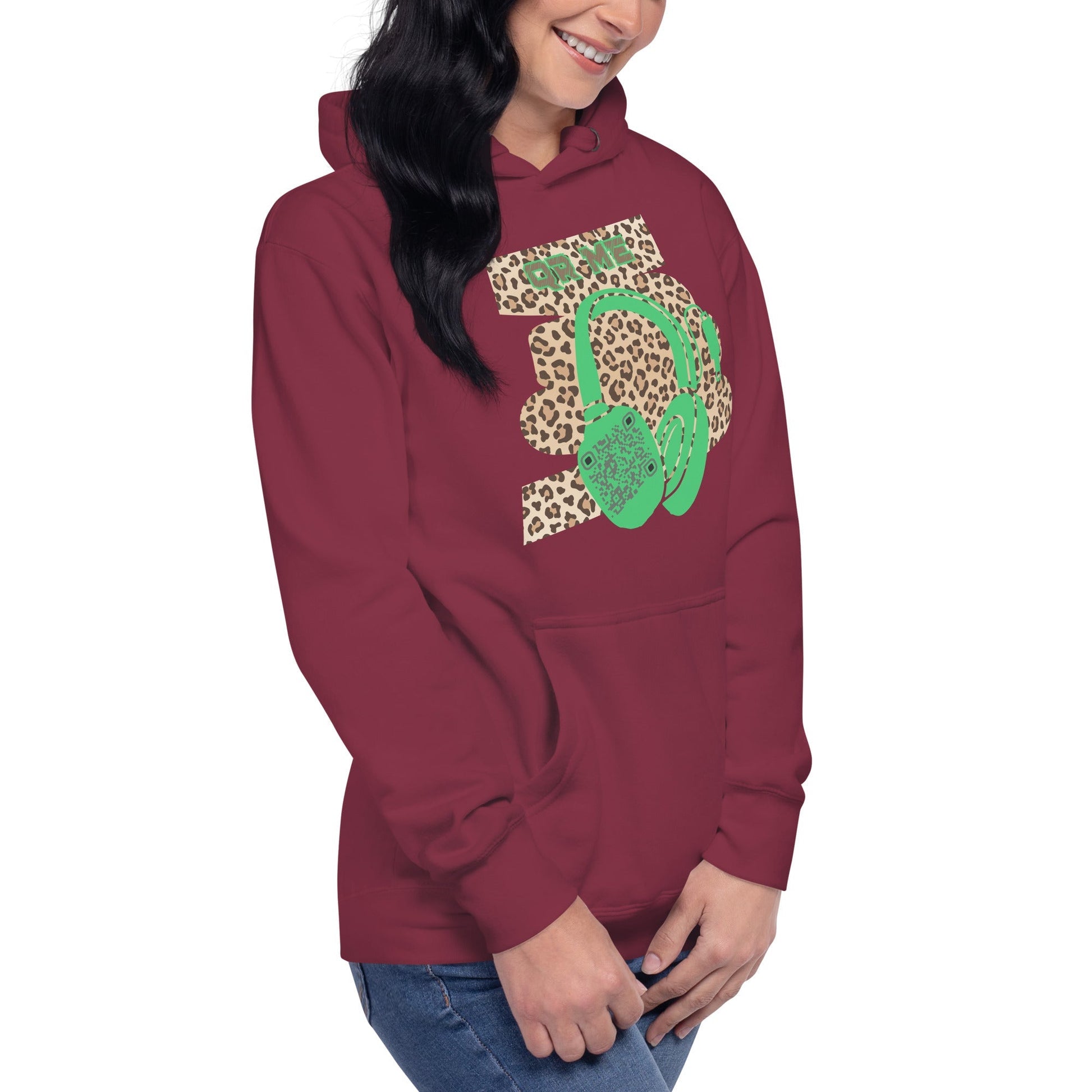 Custom QR Code Leopard Print Hoodie β Wild Style, Shared Tunes