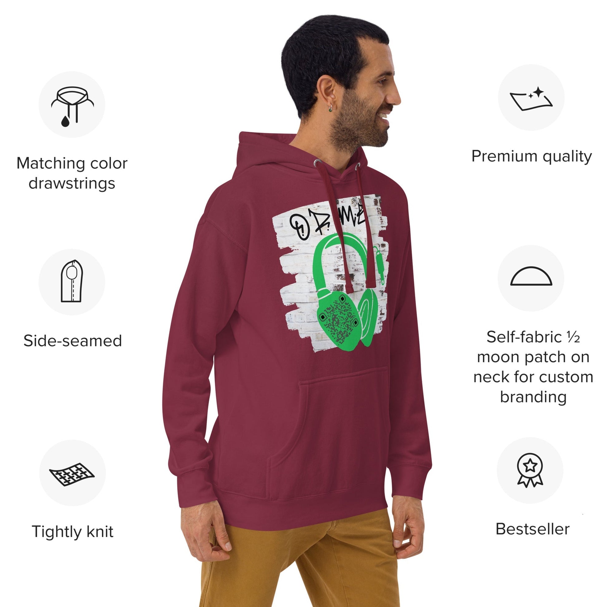 Personalized QR Code Graffiti Wall Hoodie β Share Your Music