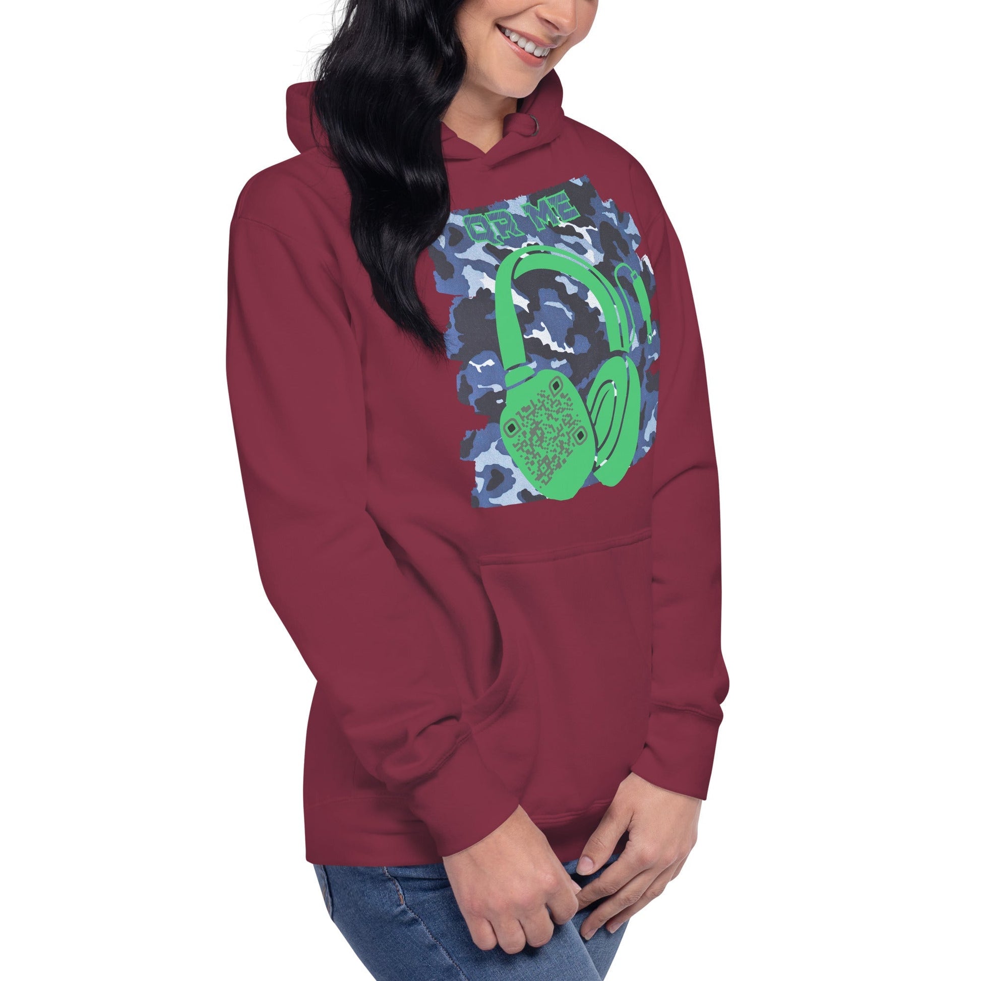 Personalized QR Code Blue Camo Hoodie β Blend In, Share Out