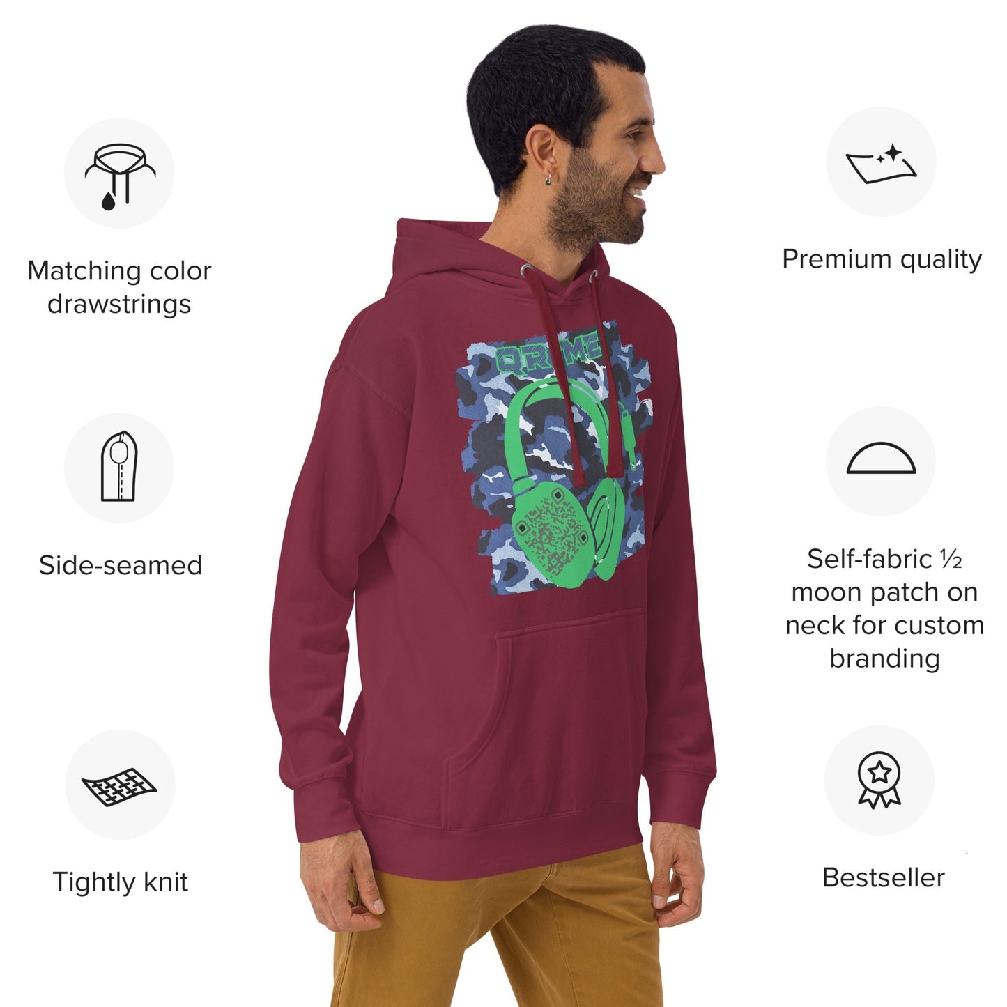 Personalized QR Code Blue Camo Hoodie β Blend In, Share Out
