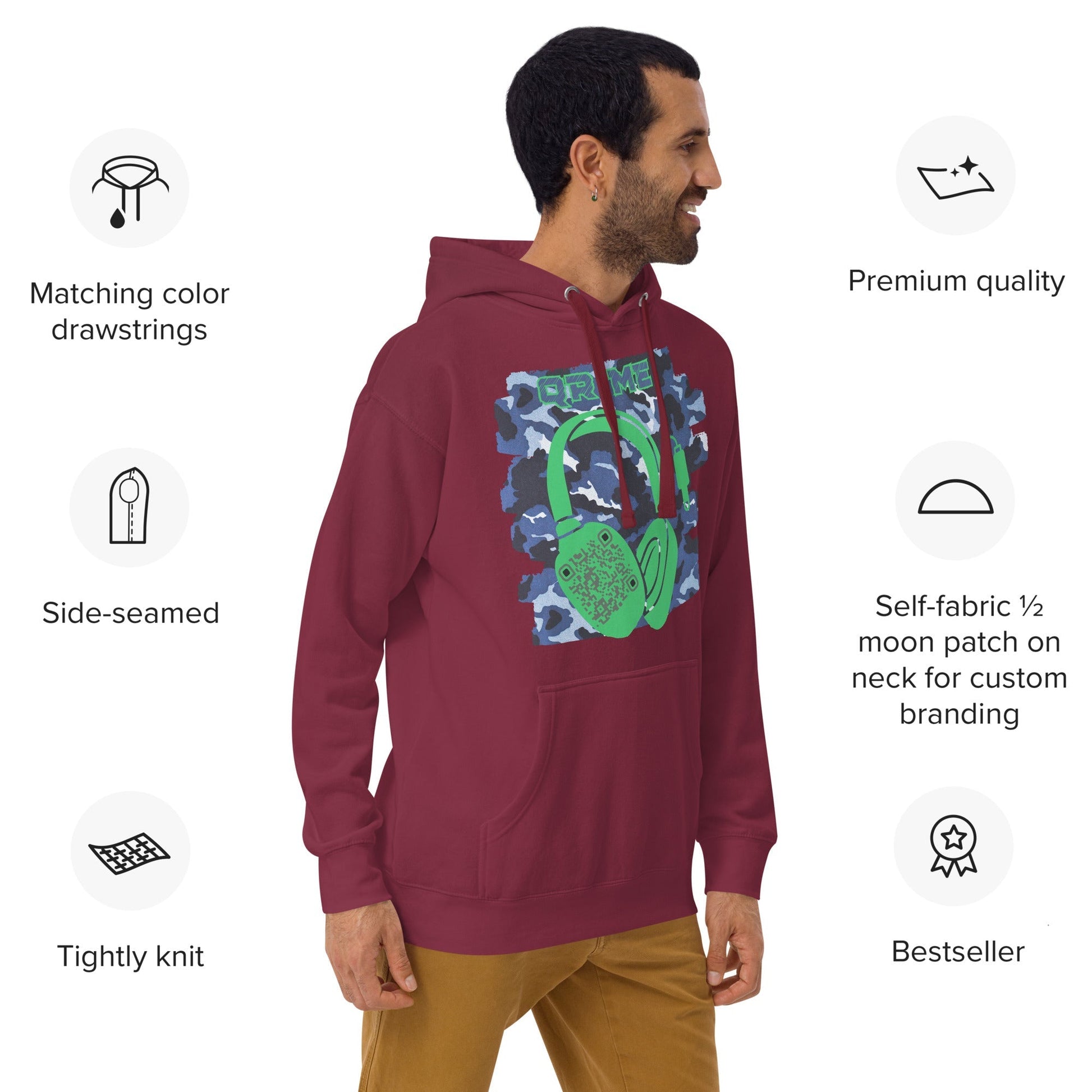 Personalized QR Code Blue Camo Hoodie β Blend In, Share Out