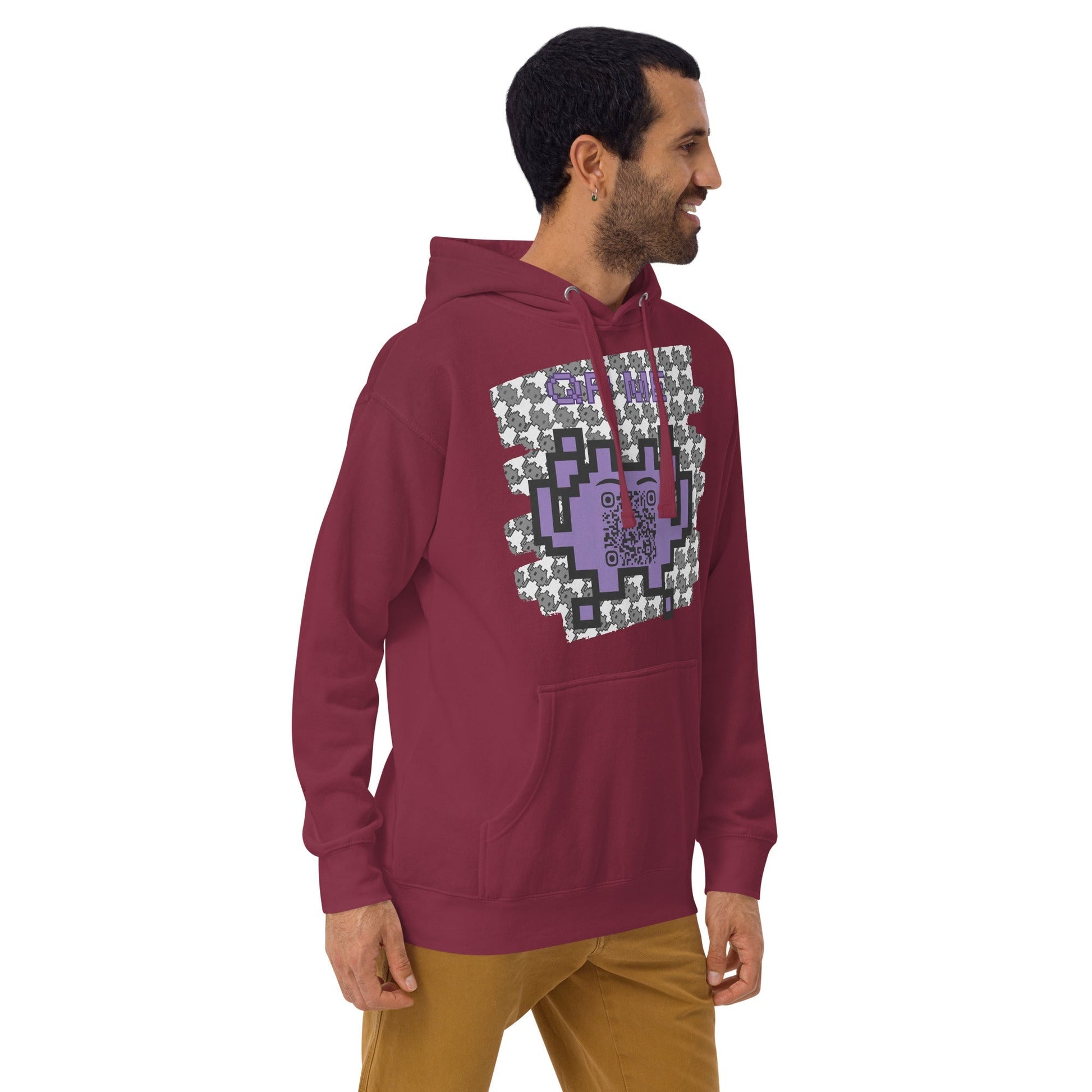 Monochrome Alien Emoji QR Code Hoodie β Share Your Stats