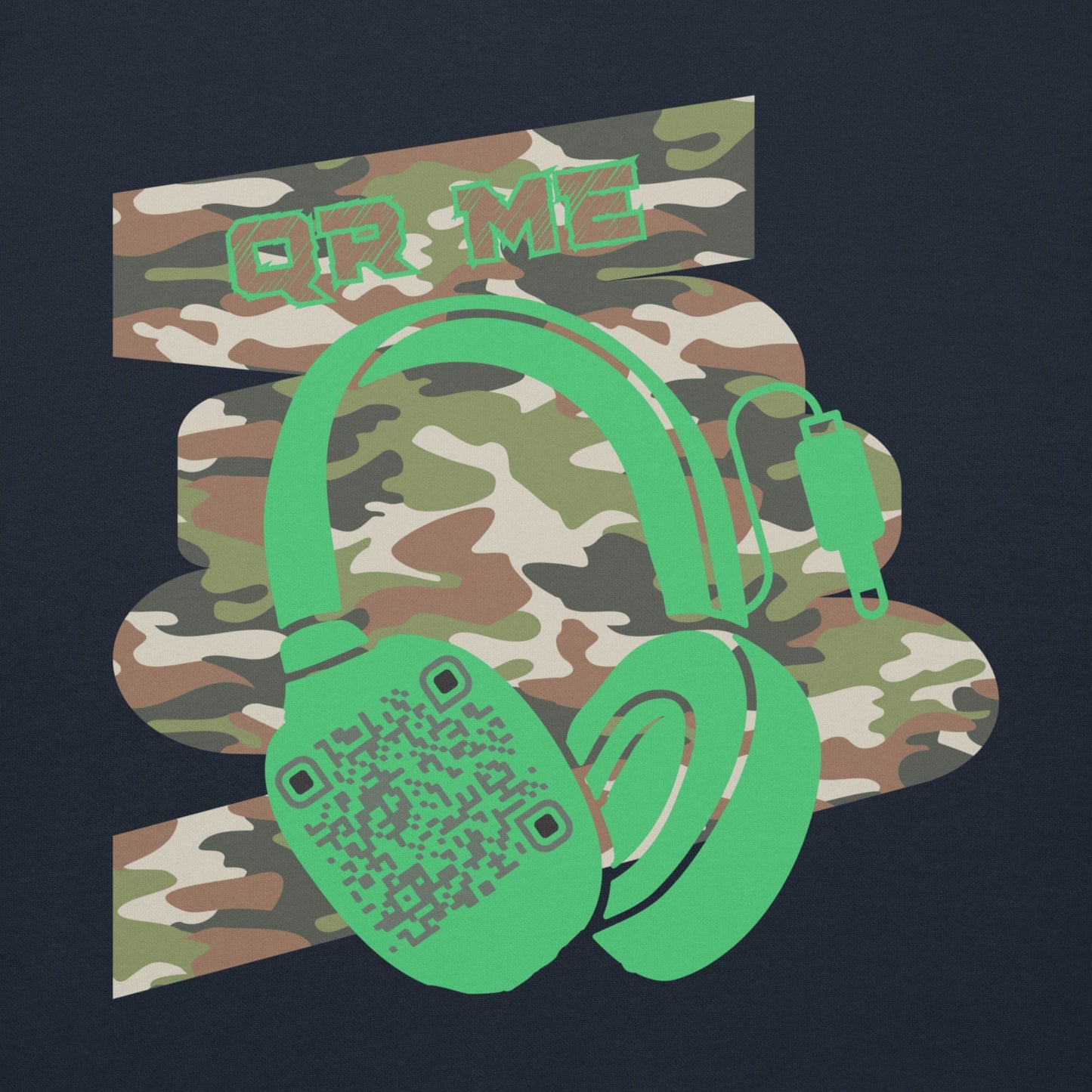Personalized QR Code Green Camo Hoodie β Blend In, Stand Out