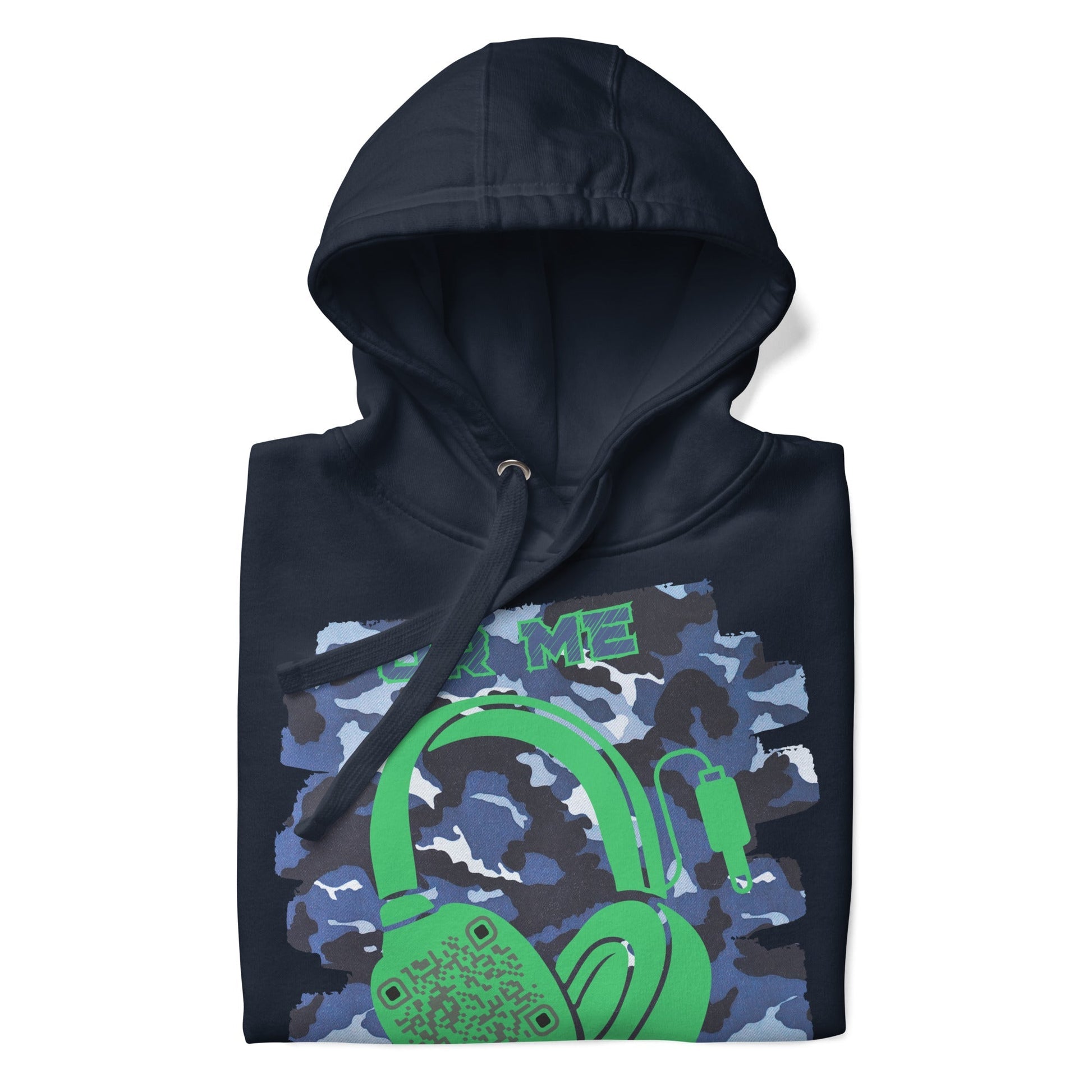Personalized QR Code Blue Camo Hoodie β Blend In, Share Out