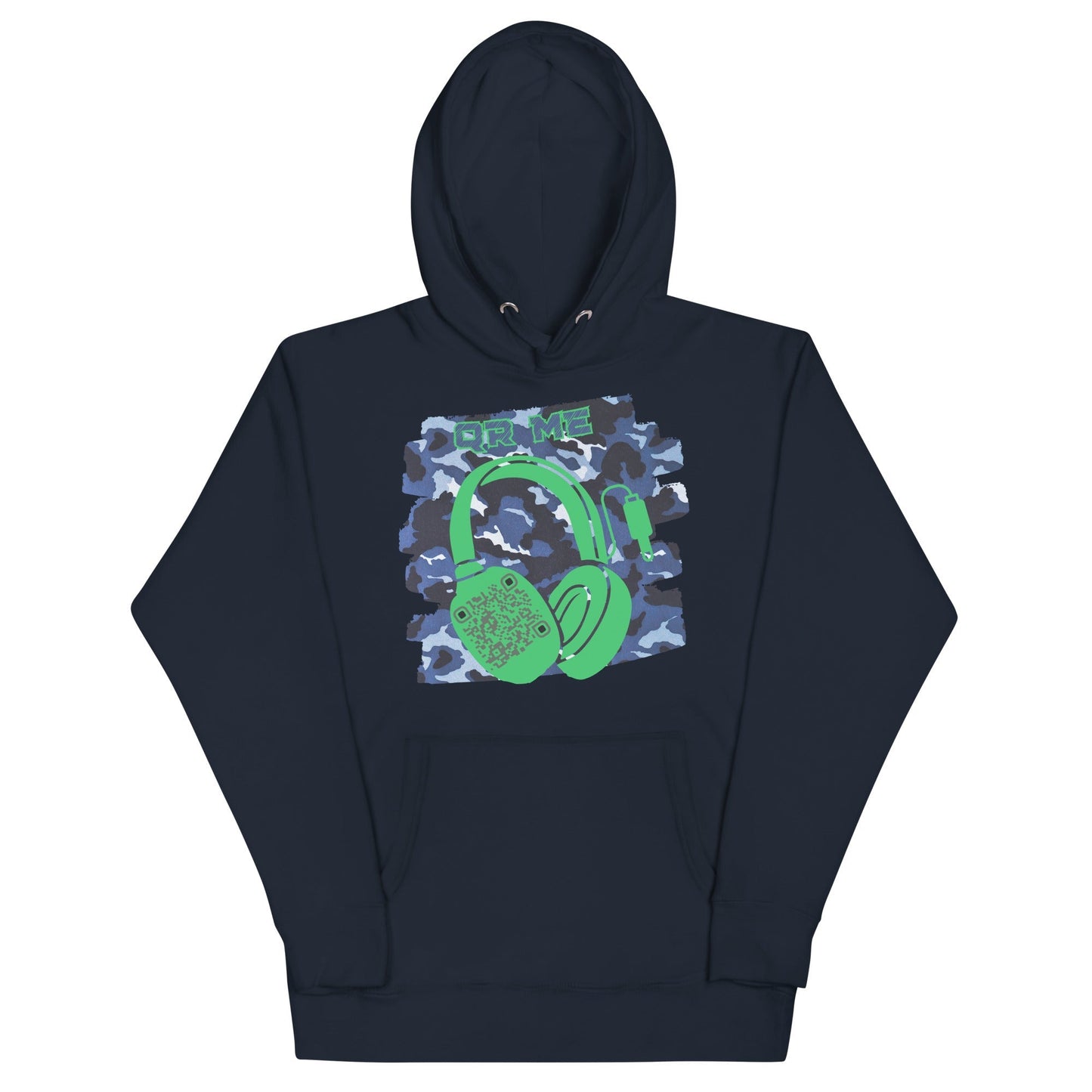Personalized QR Code Blue Camo Hoodie β Blend In, Share Out