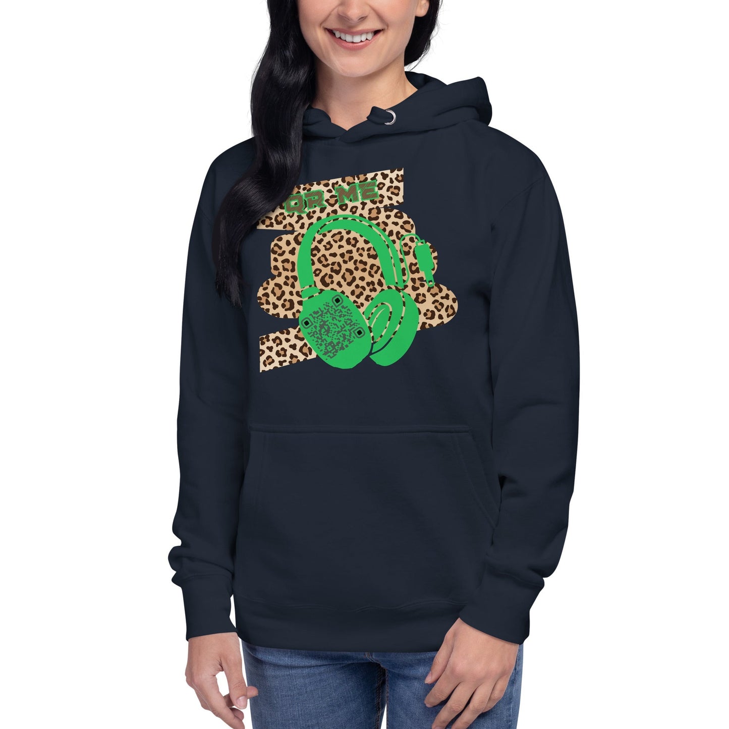 Custom QR Code Leopard Print Hoodie β Wild Style, Shared Tunes