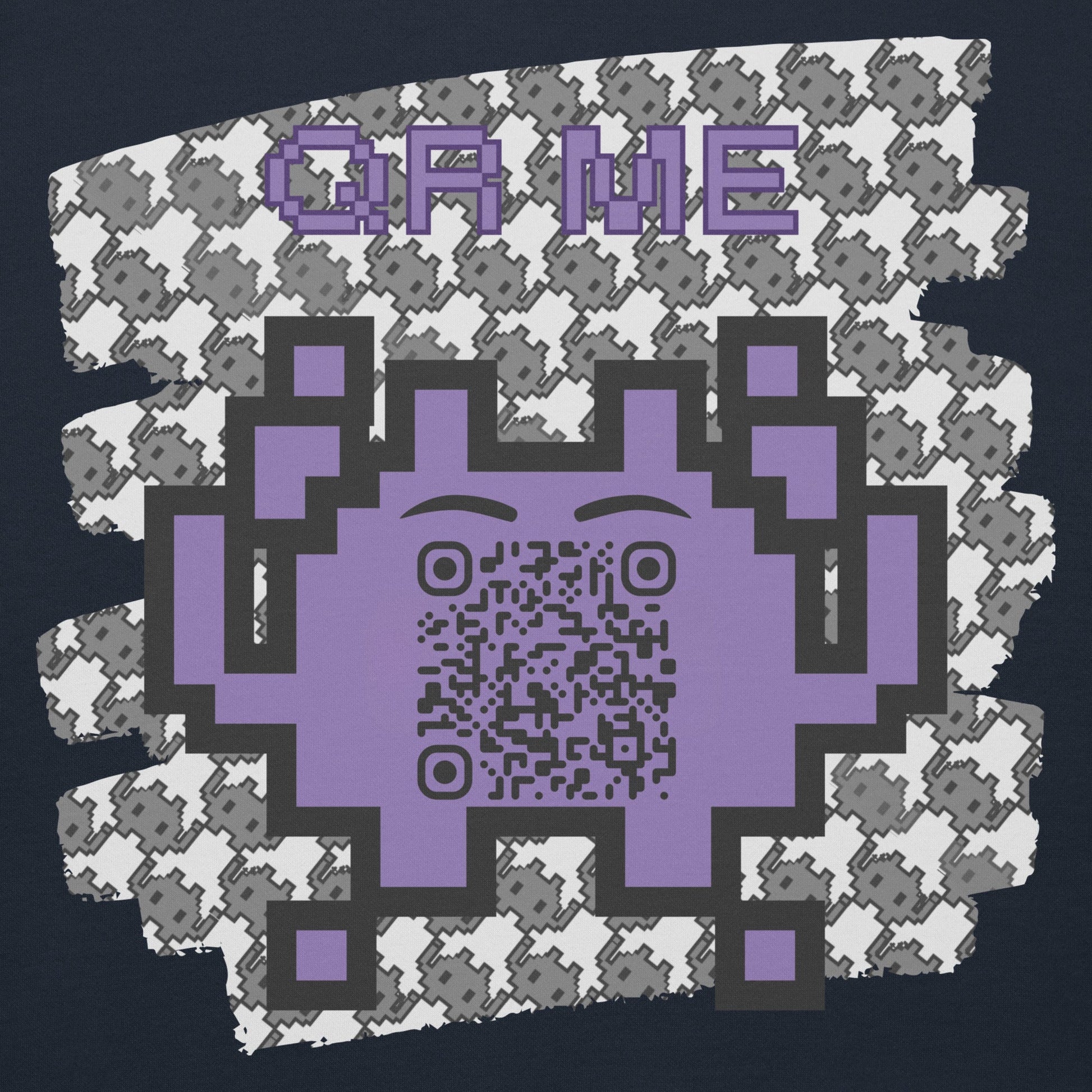 Monochrome Alien Emoji QR Code Hoodie β Share Your Stats