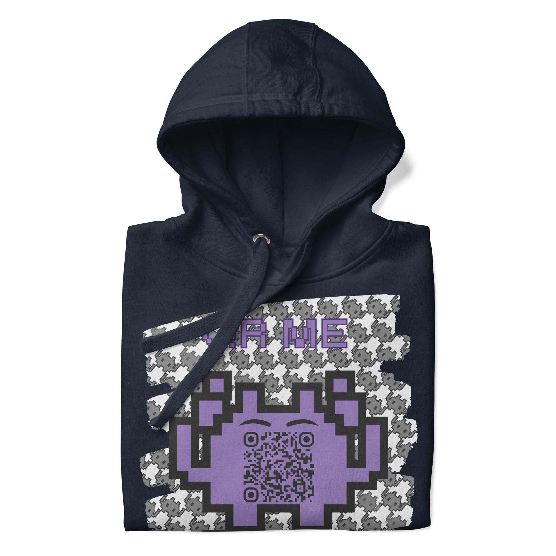 Monochrome Alien Emoji QR Code Hoodie β Share Your Stats
