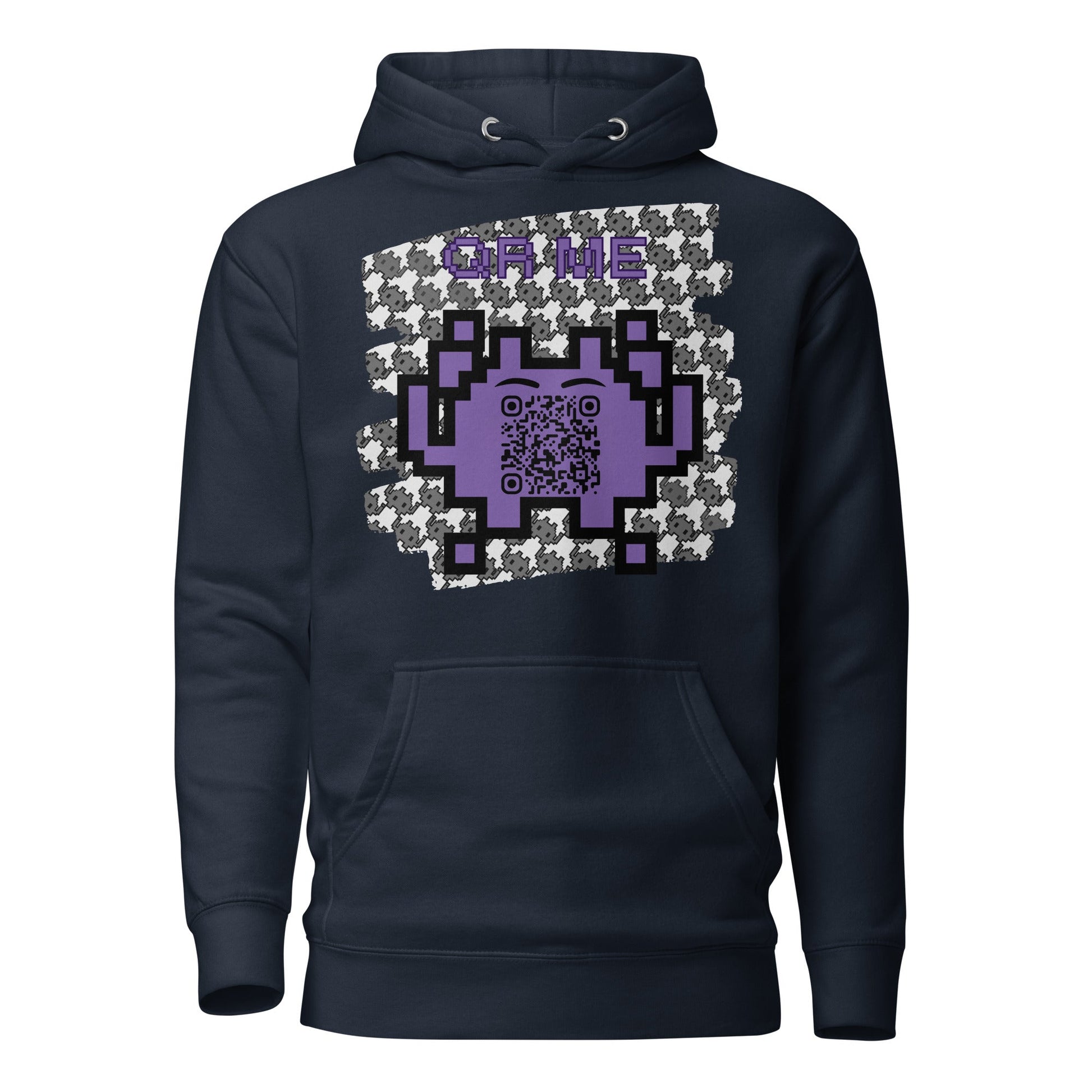 Monochrome Alien Emoji QR Code Hoodie β Share Your Stats