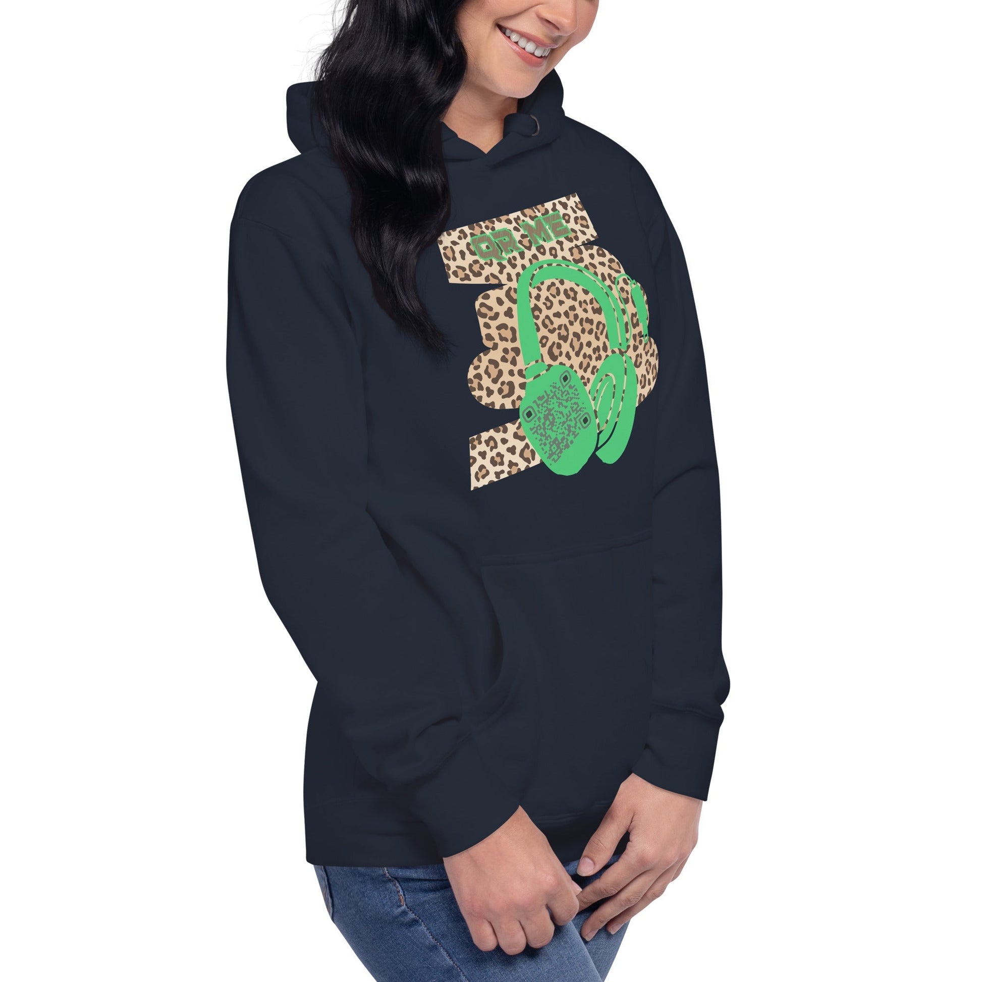 Custom QR Code Leopard Print Hoodie β Wild Style, Shared Tunes