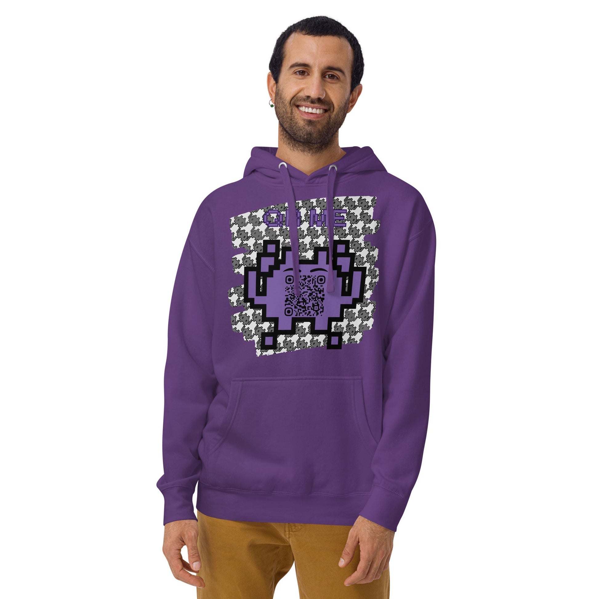 Monochrome Alien Emoji QR Code Hoodie β Share Your Stats