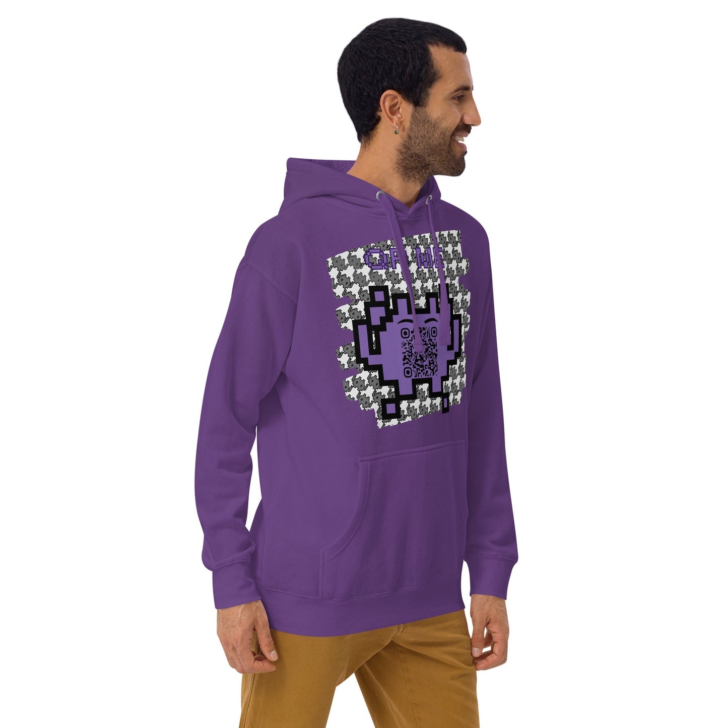 Monochrome Alien Emoji QR Code Hoodie β Share Your Stats