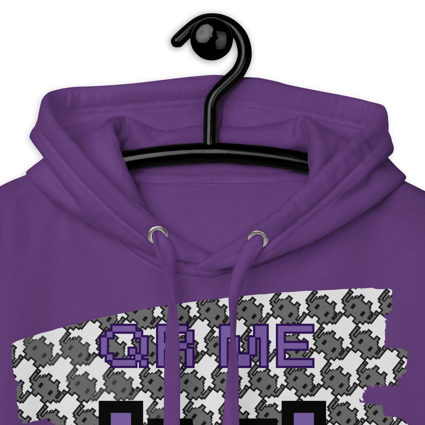 Monochrome Alien Emoji QR Code Hoodie β Share Your Stats