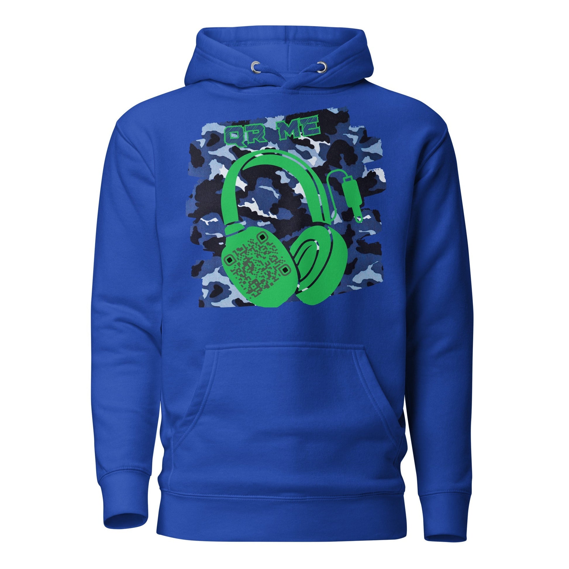 Personalized QR Code Blue Camo Hoodie β Blend In, Share Out