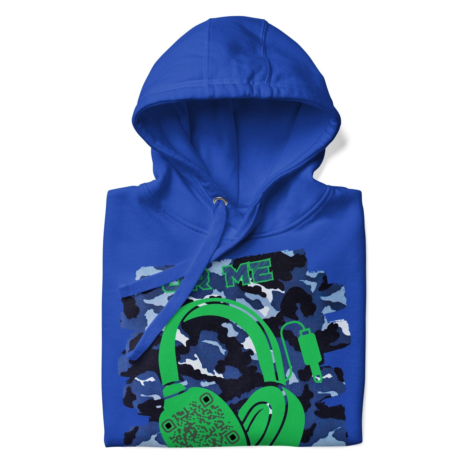 Personalized QR Code Blue Camo Hoodie β Blend In, Share Out