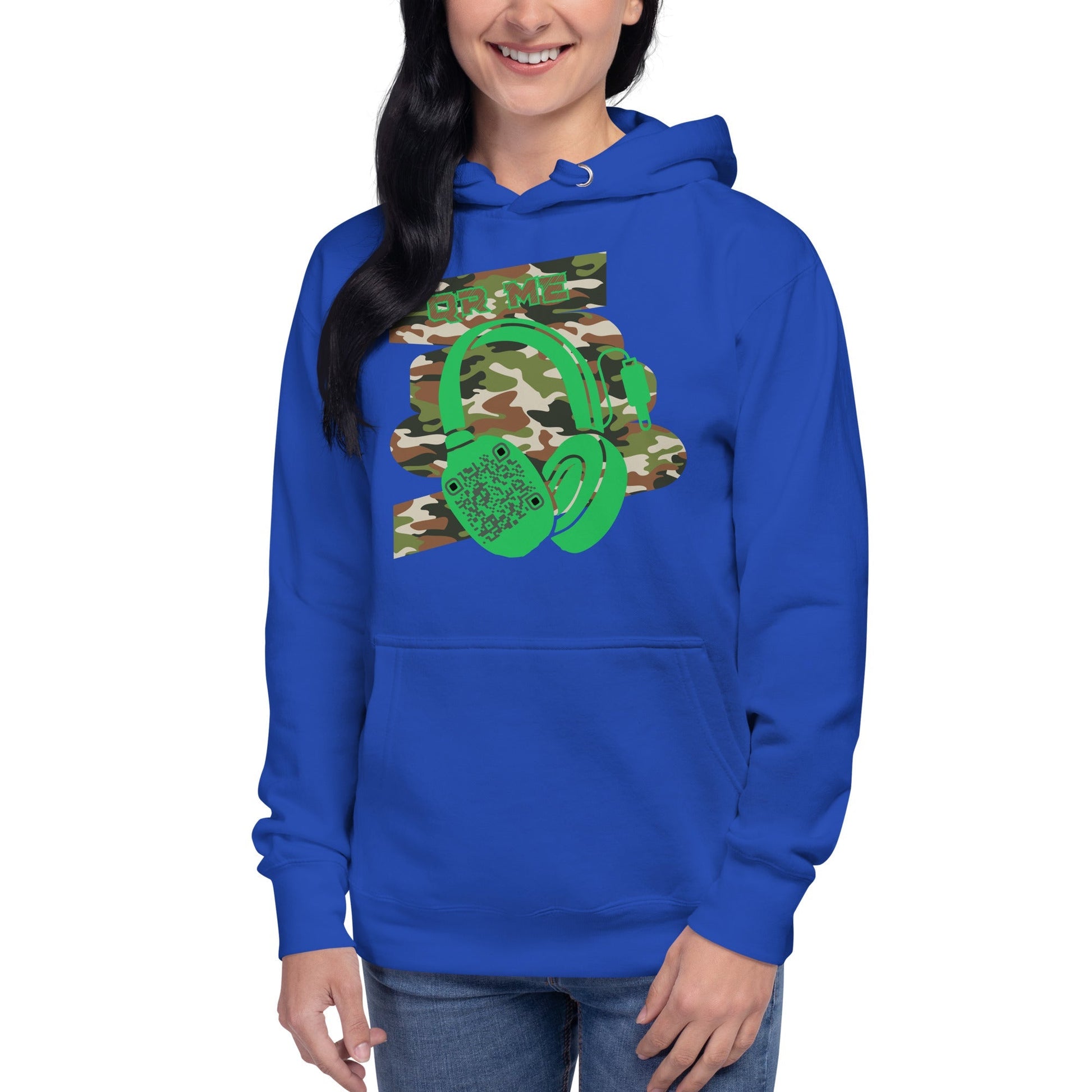 Personalized QR Code Green Camo Hoodie β Blend In, Stand Out