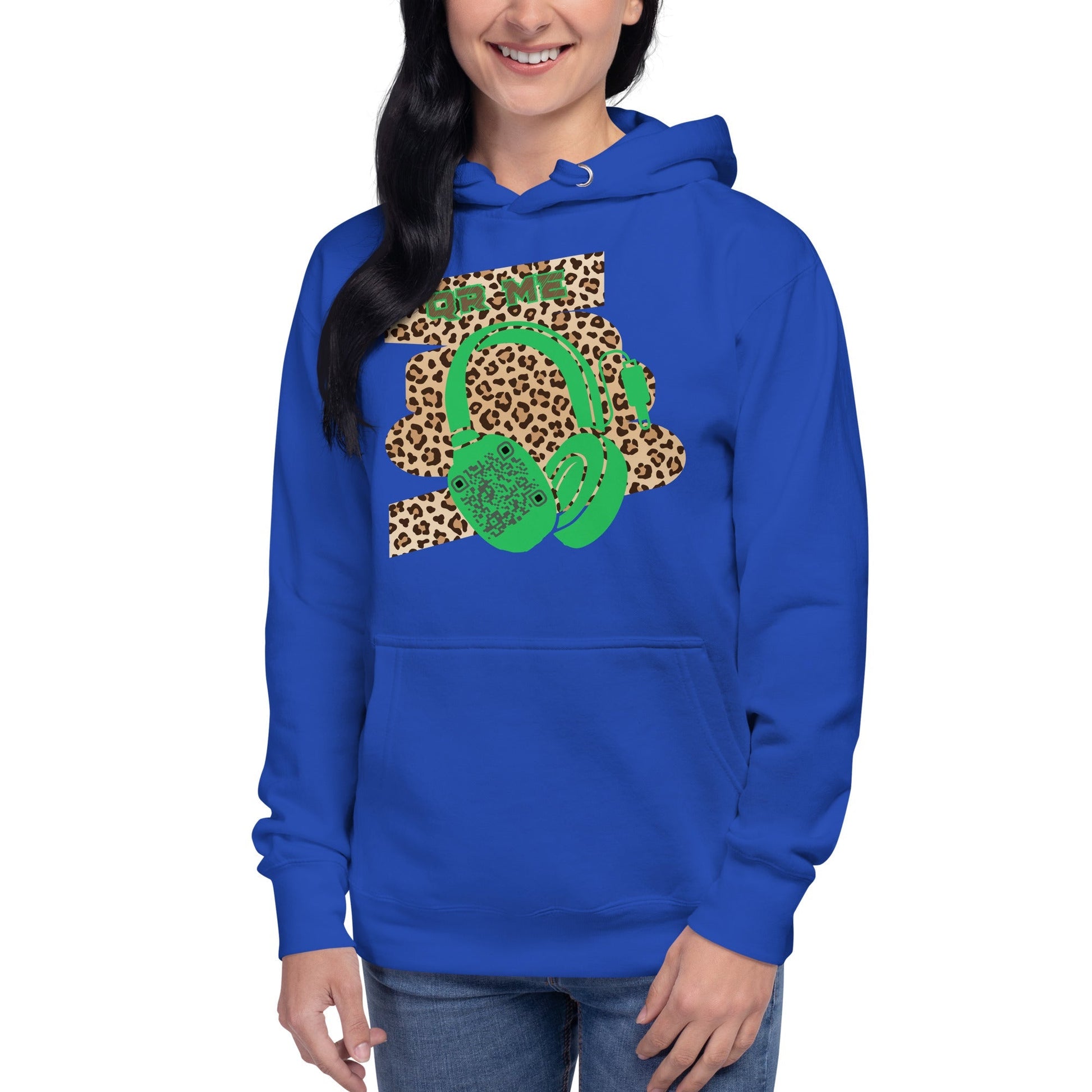 Custom QR Code Leopard Print Hoodie β Wild Style, Shared Tunes