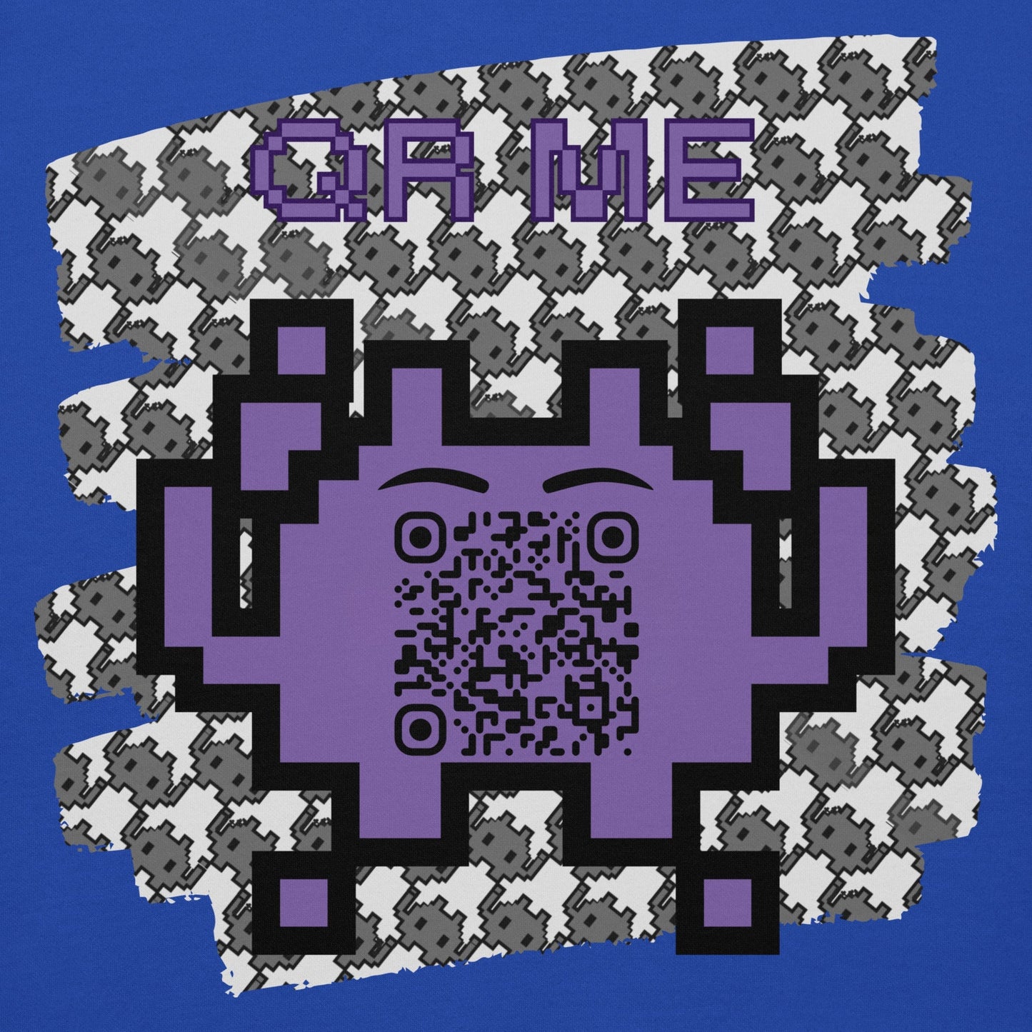 Monochrome Alien Emoji QR Code Hoodie β Share Your Stats