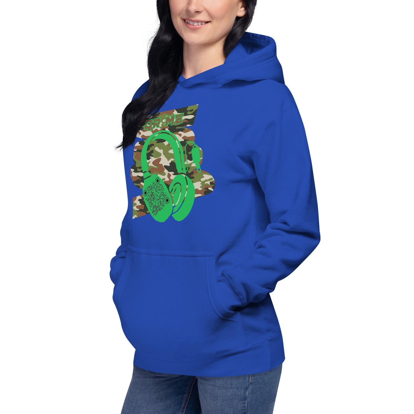 Personalized QR Code Green Camo Hoodie β Blend In, Stand Out
