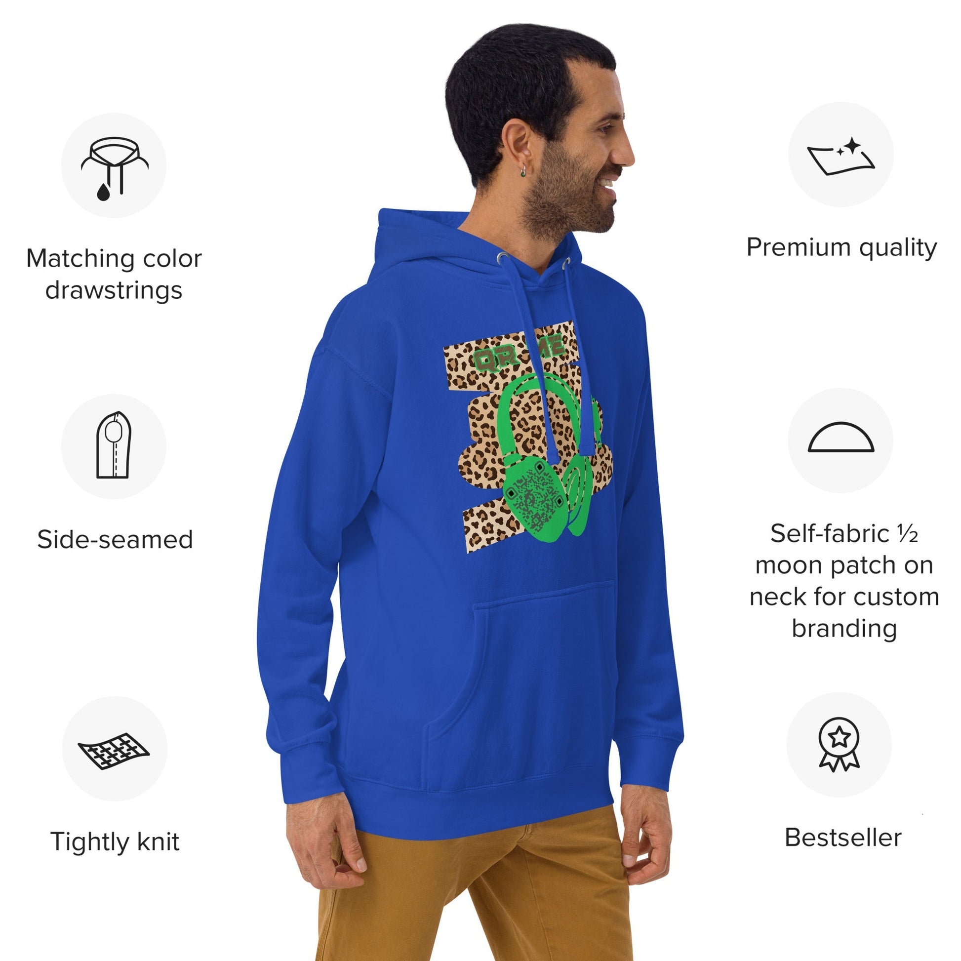 Custom QR Code Leopard Print Hoodie β Wild Style, Shared Tunes