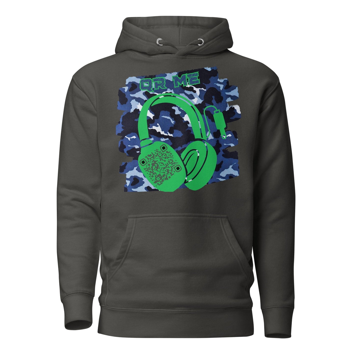 Personalized QR Code Blue Camo Hoodie β Blend In, Share Out