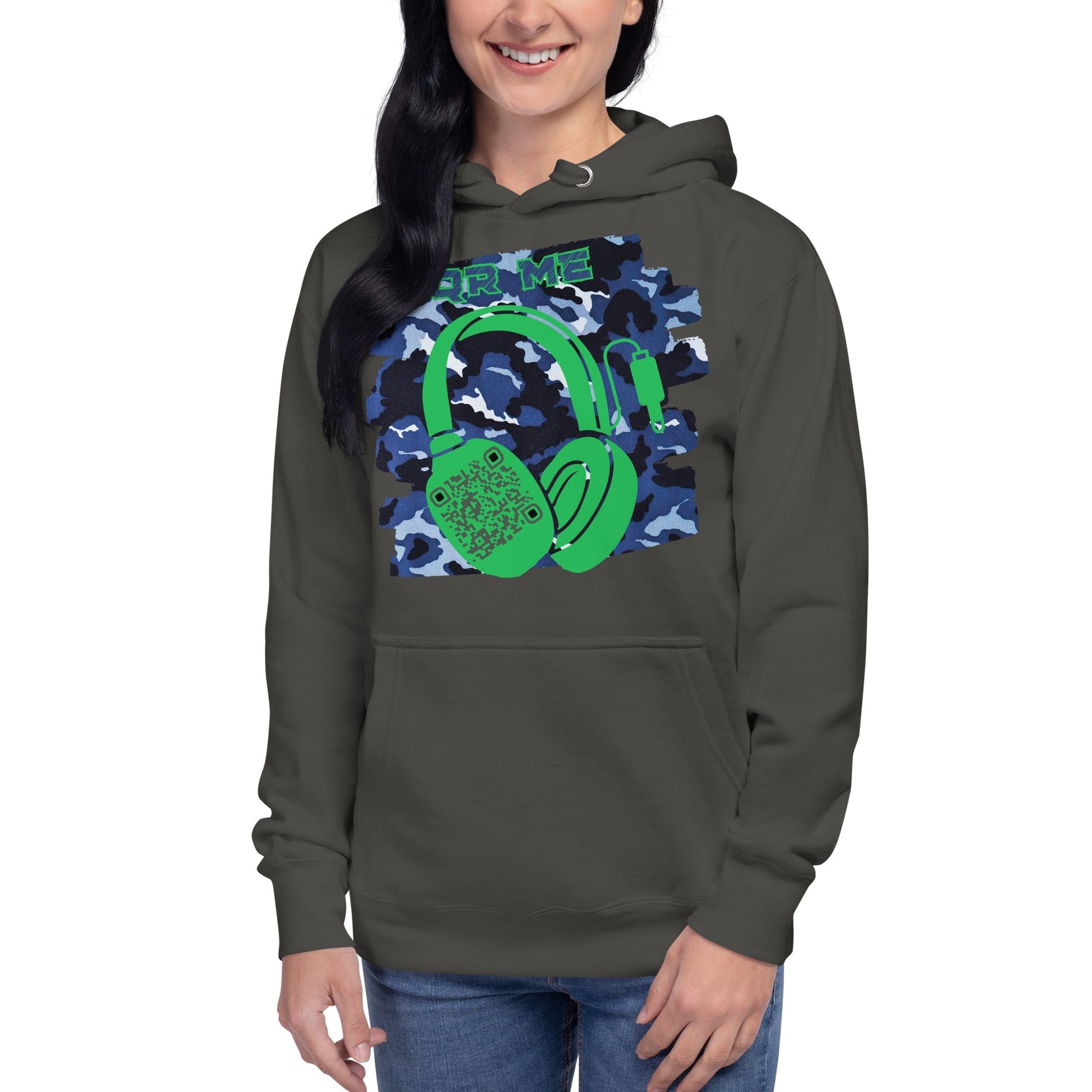 Personalized QR Code Blue Camo Hoodie β Blend In, Share Out