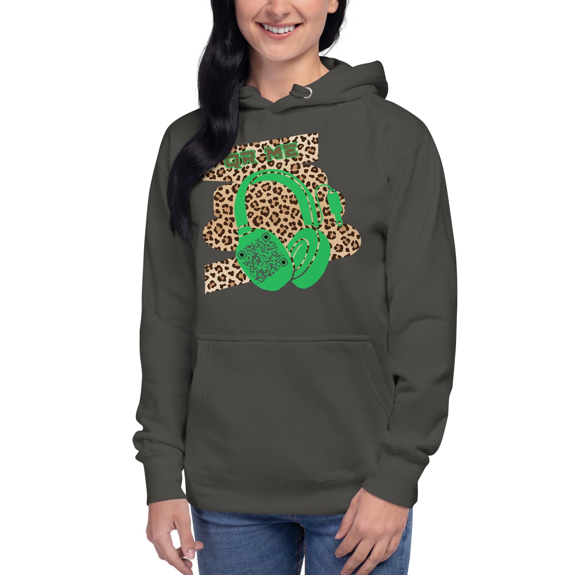 Custom QR Code Leopard Print Hoodie β Wild Style, Shared Tunes