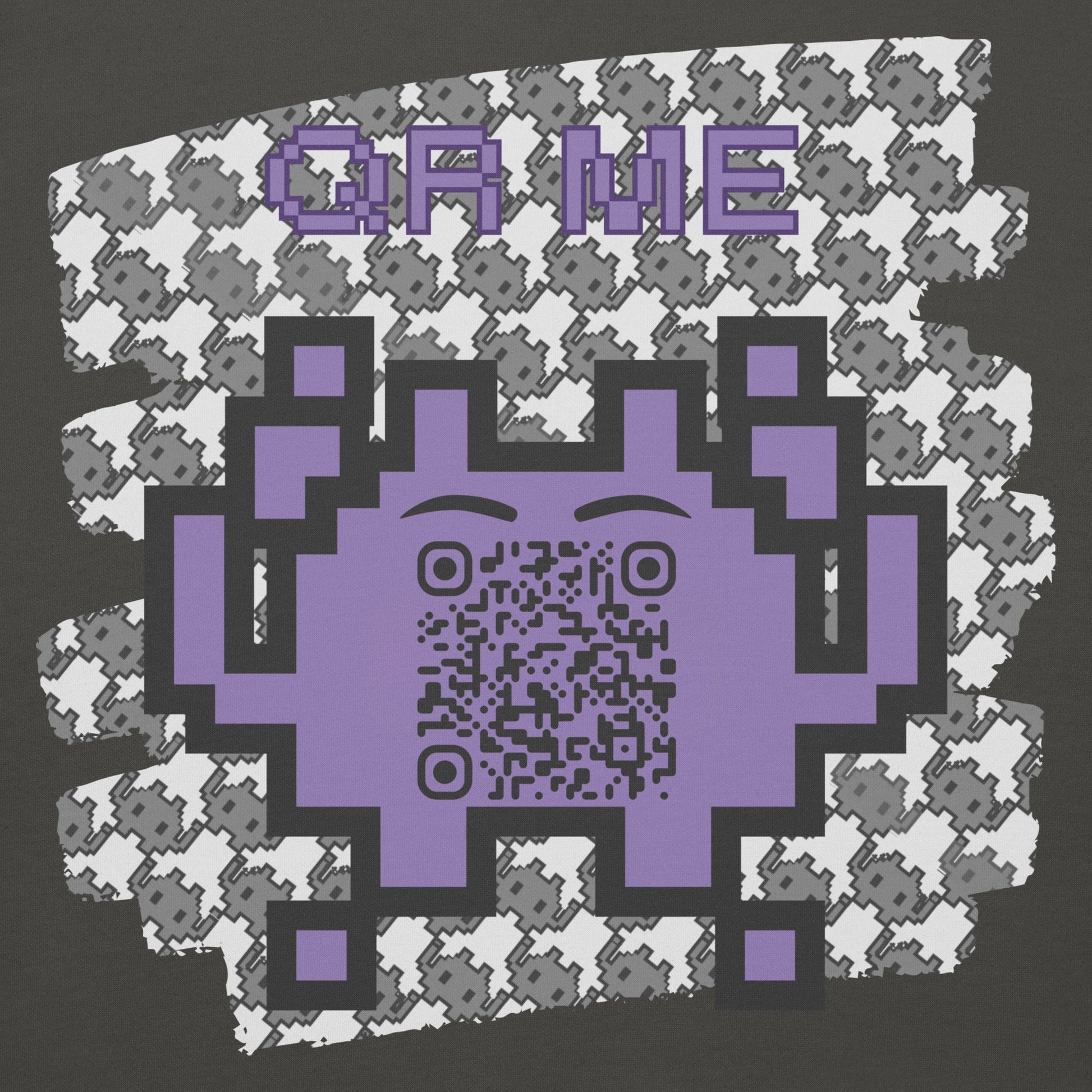 Monochrome Alien Emoji QR Code Hoodie β Share Your Stats