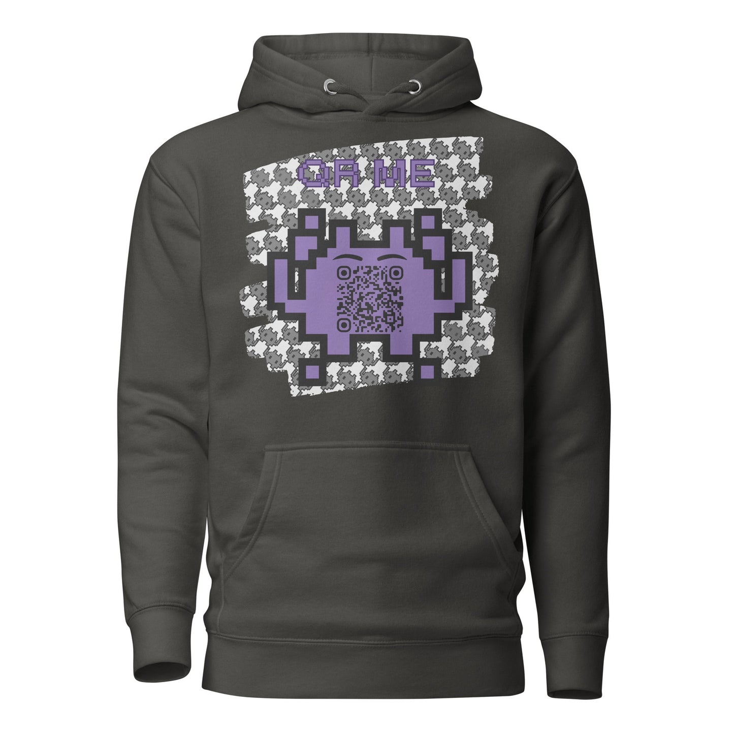 Monochrome Alien Emoji QR Code Hoodie β Share Your Stats
