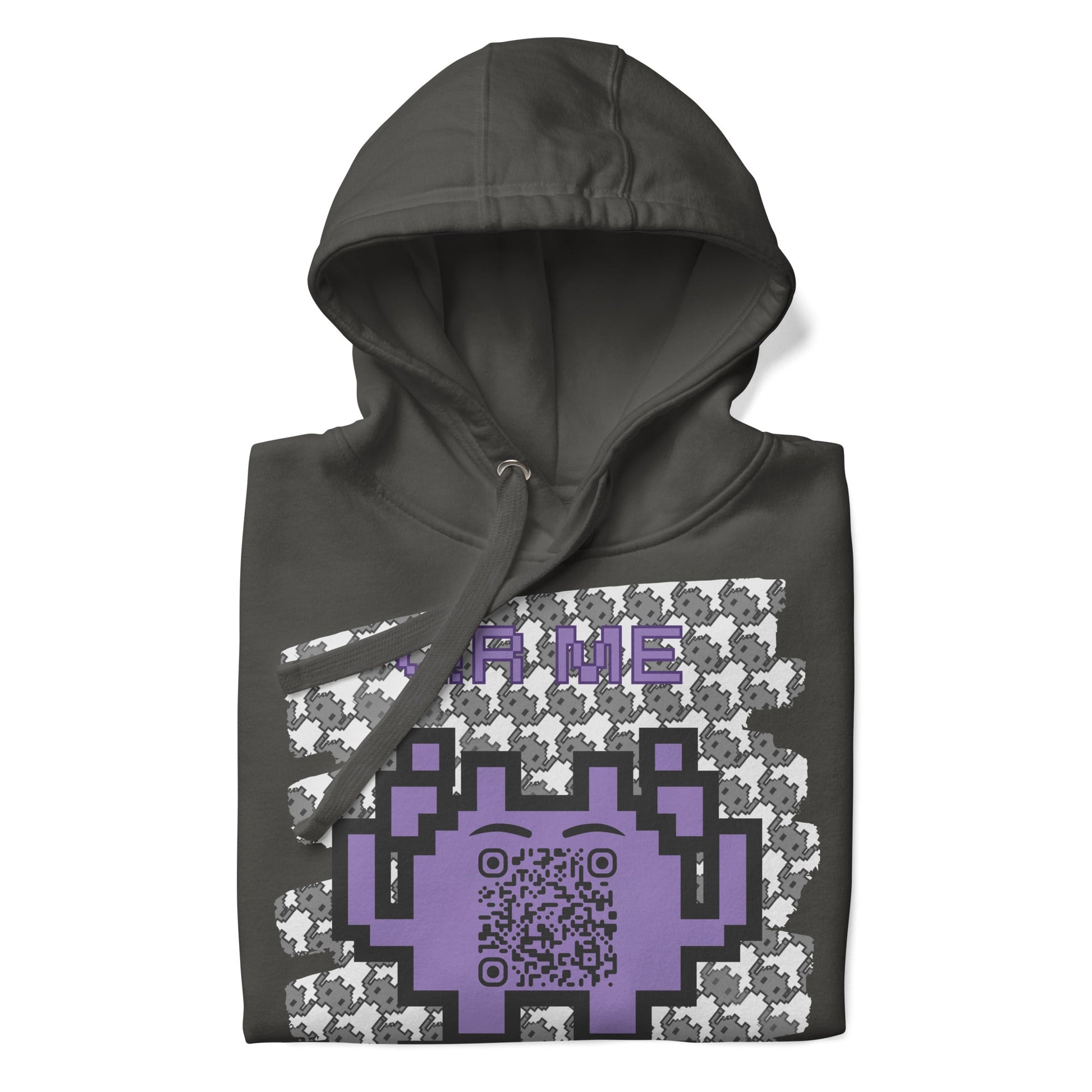 Monochrome Alien Emoji QR Code Hoodie β Share Your Stats
