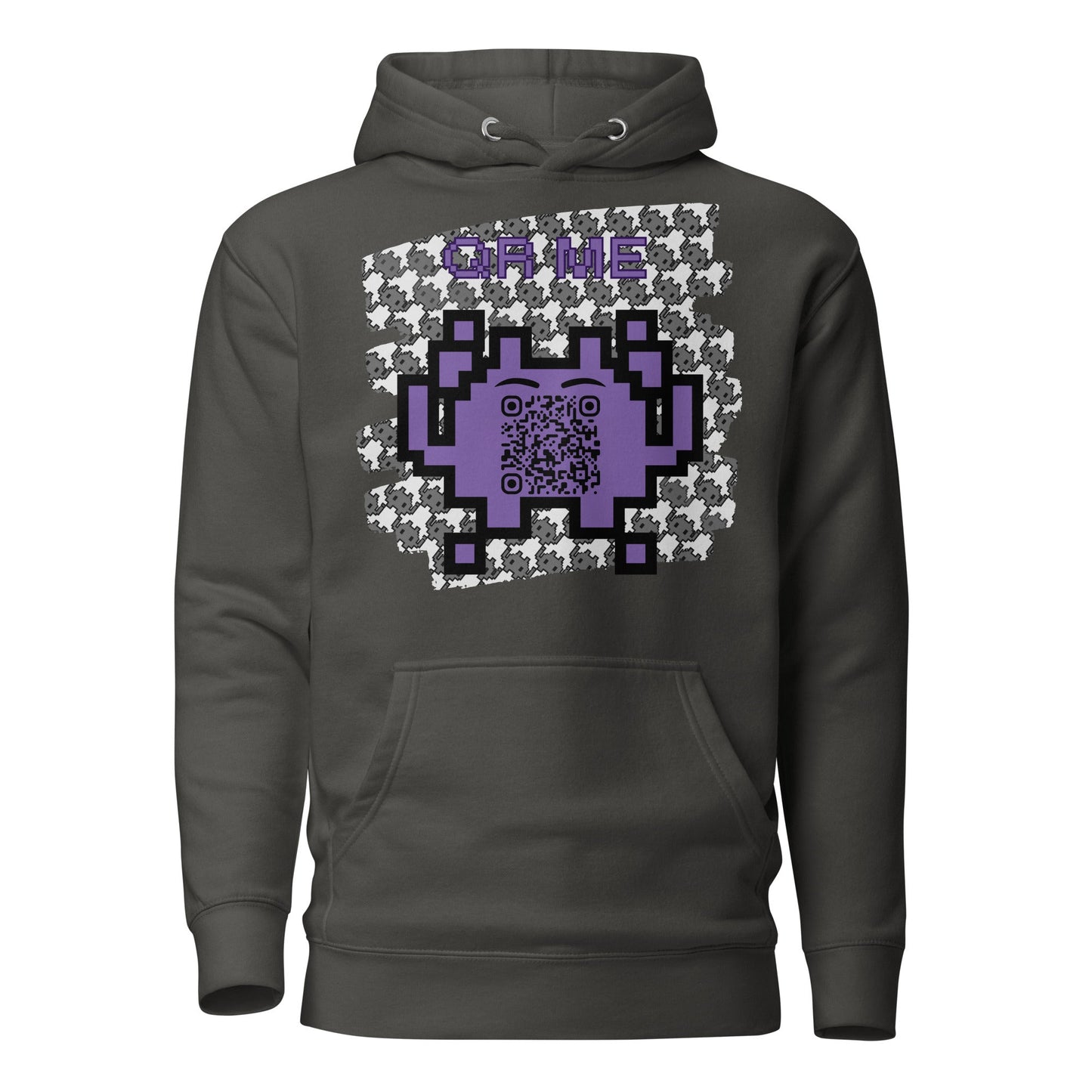 Monochrome Alien Emoji QR Code Hoodie β Share Your Stats
