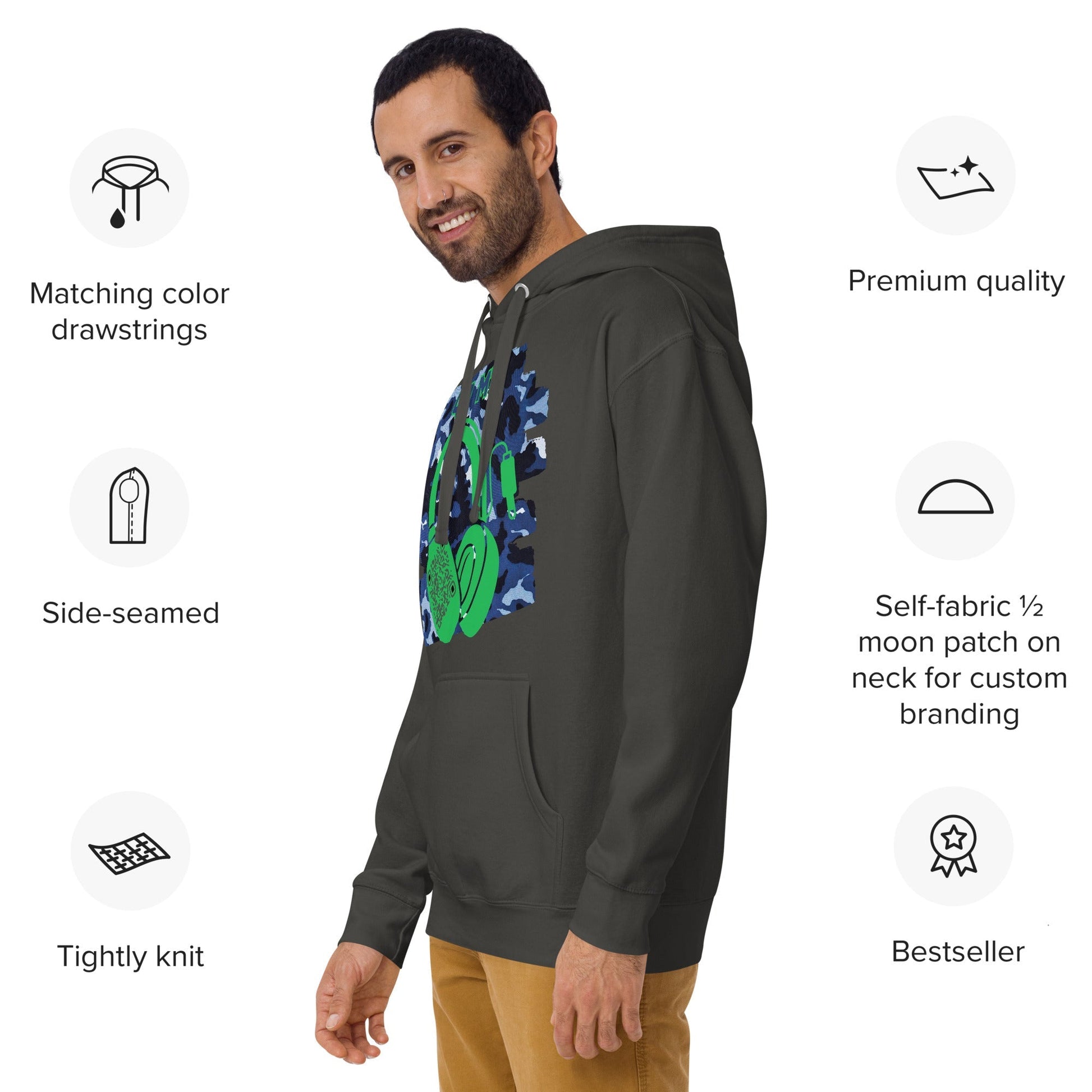 Personalized QR Code Blue Camo Hoodie β Blend In, Share Out