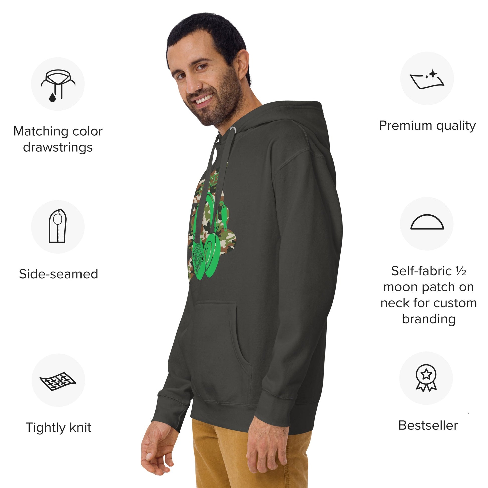 Personalized QR Code Green Camo Hoodie β Blend In, Stand Out