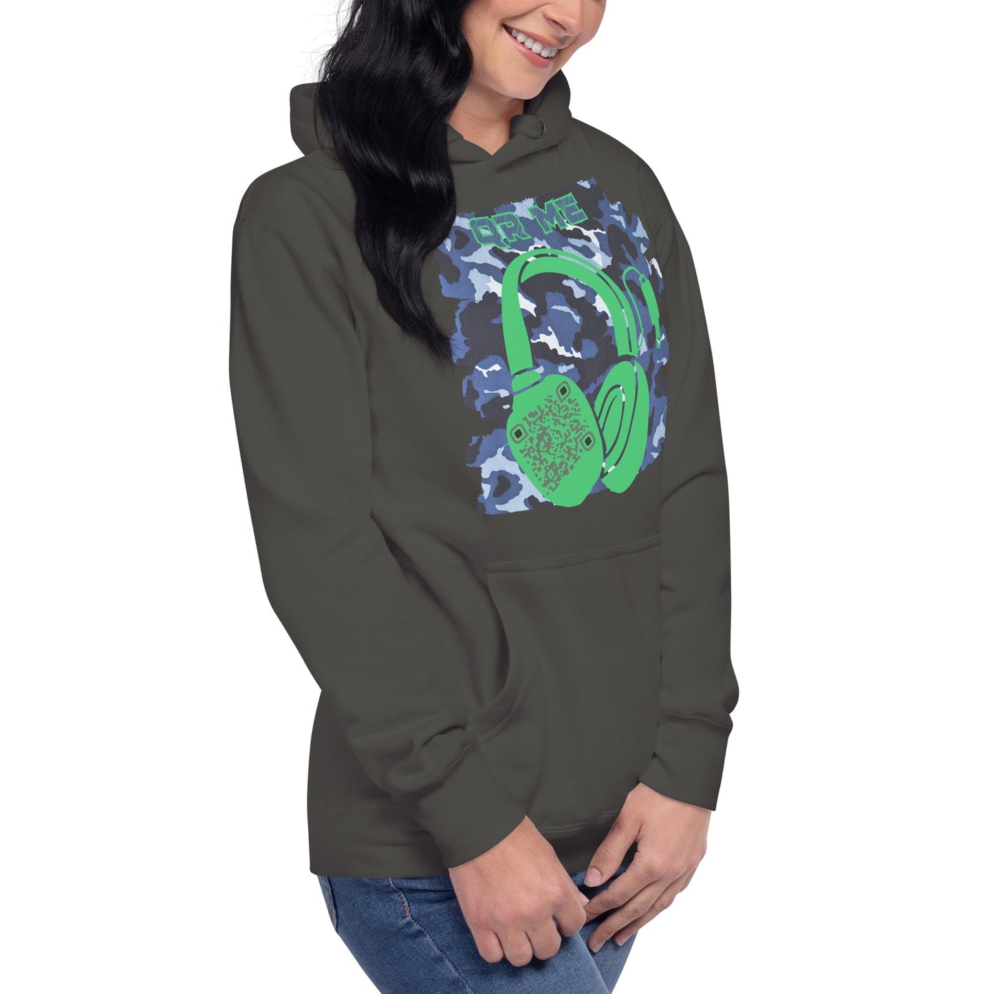 Personalized QR Code Blue Camo Hoodie β Blend In, Share Out