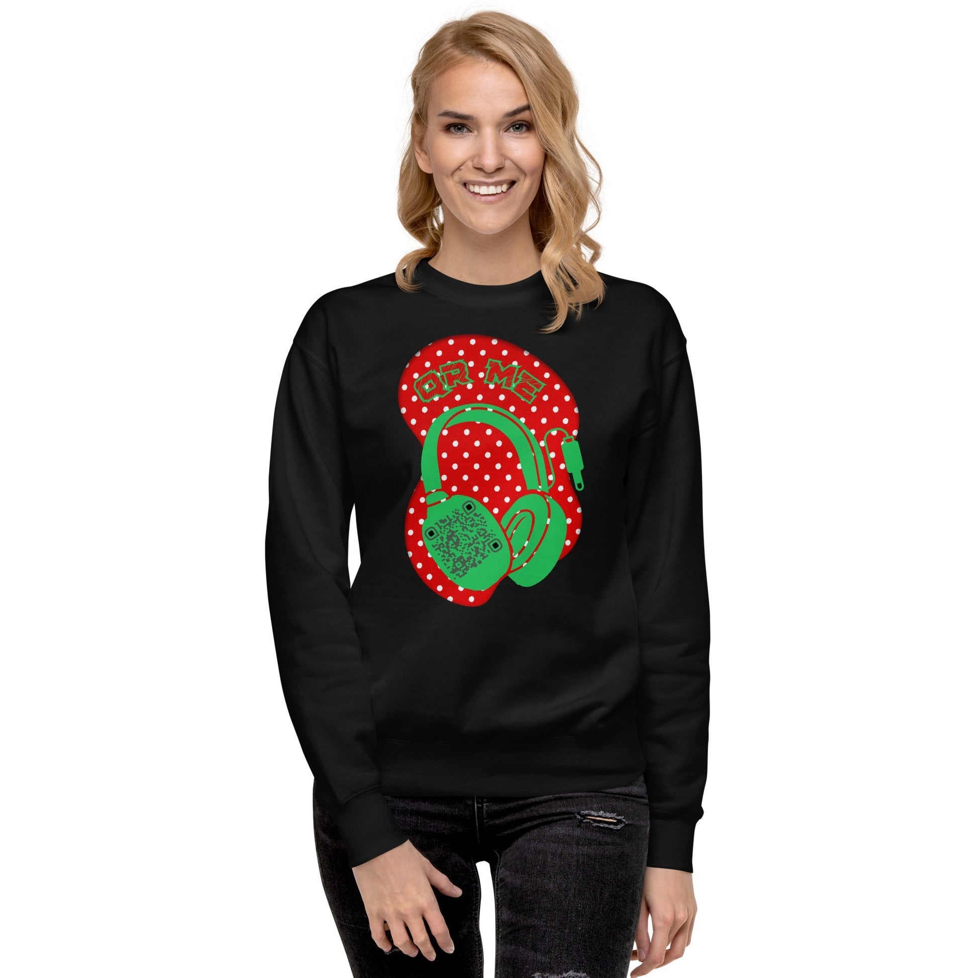 Personalized QR Code Polka Dot Sweatshirt β Tune In & Stand Out