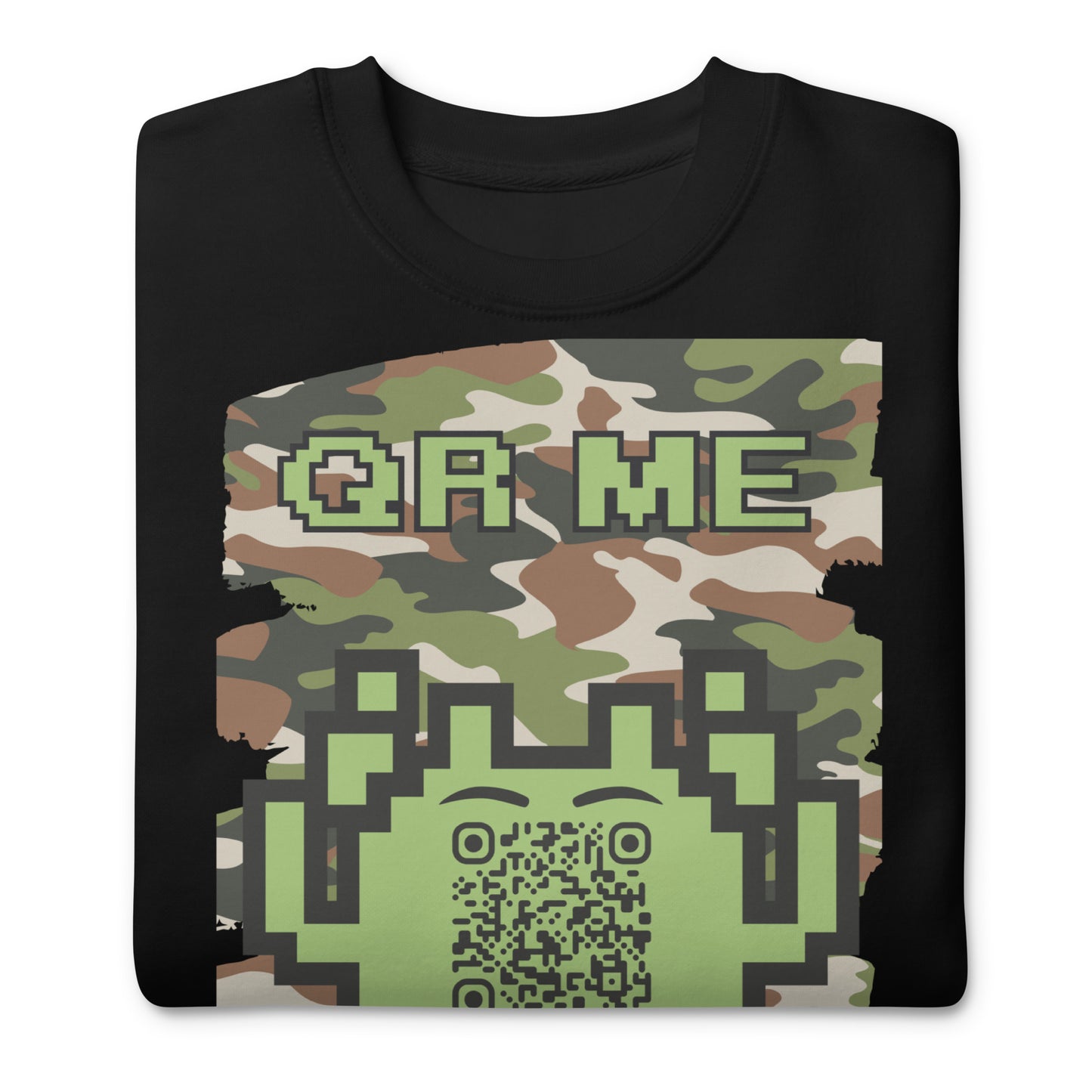 Green Camo Alien QR Code Sweatshirt β Stealth Style for Gamers
