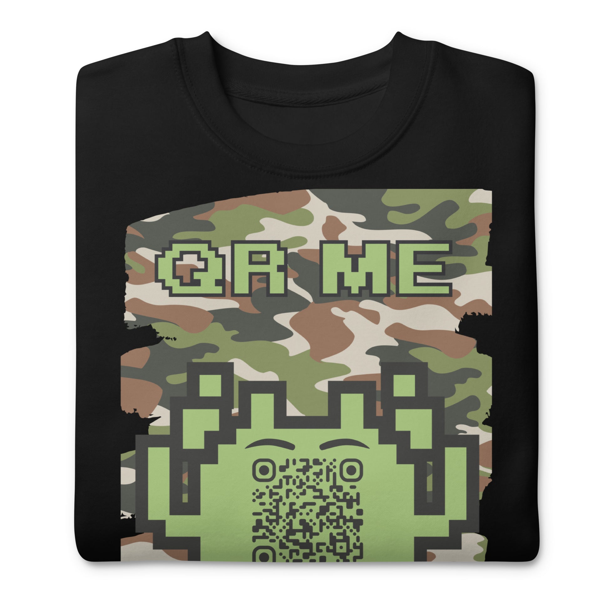 Green Camo Alien QR Code Sweatshirt β Stealth Style for Gamers