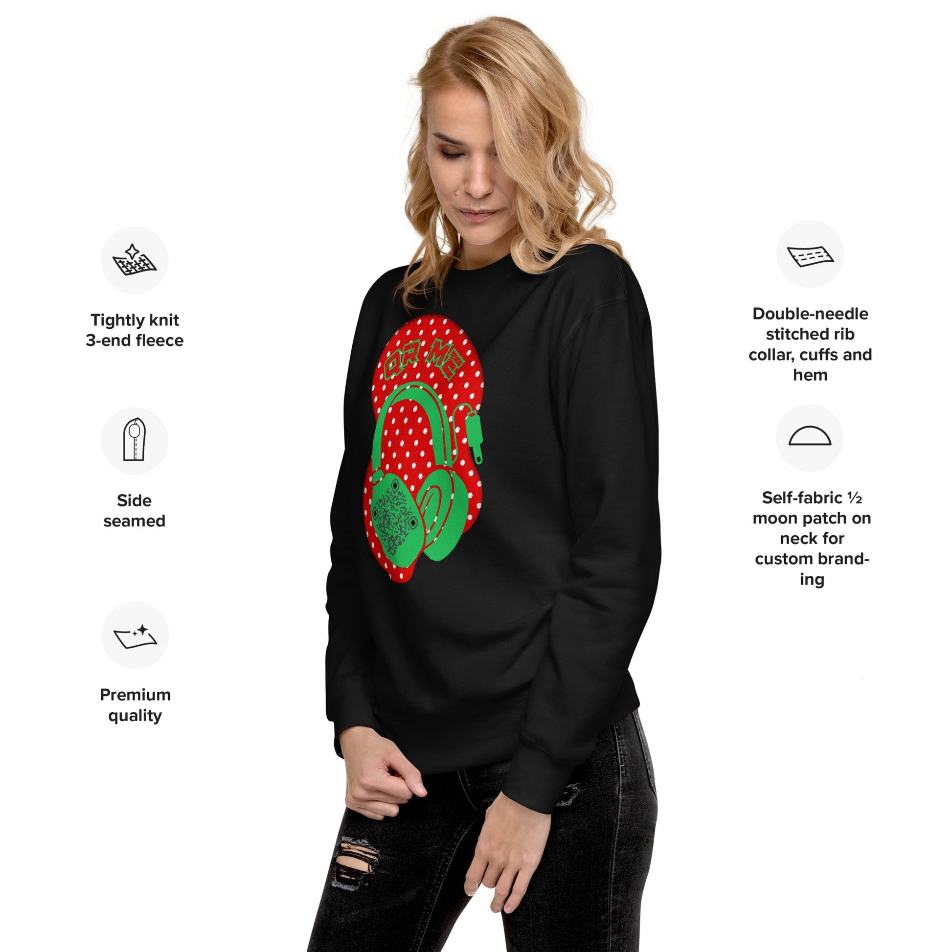 Personalized QR Code Polka Dot Sweatshirt β Tune In & Stand Out