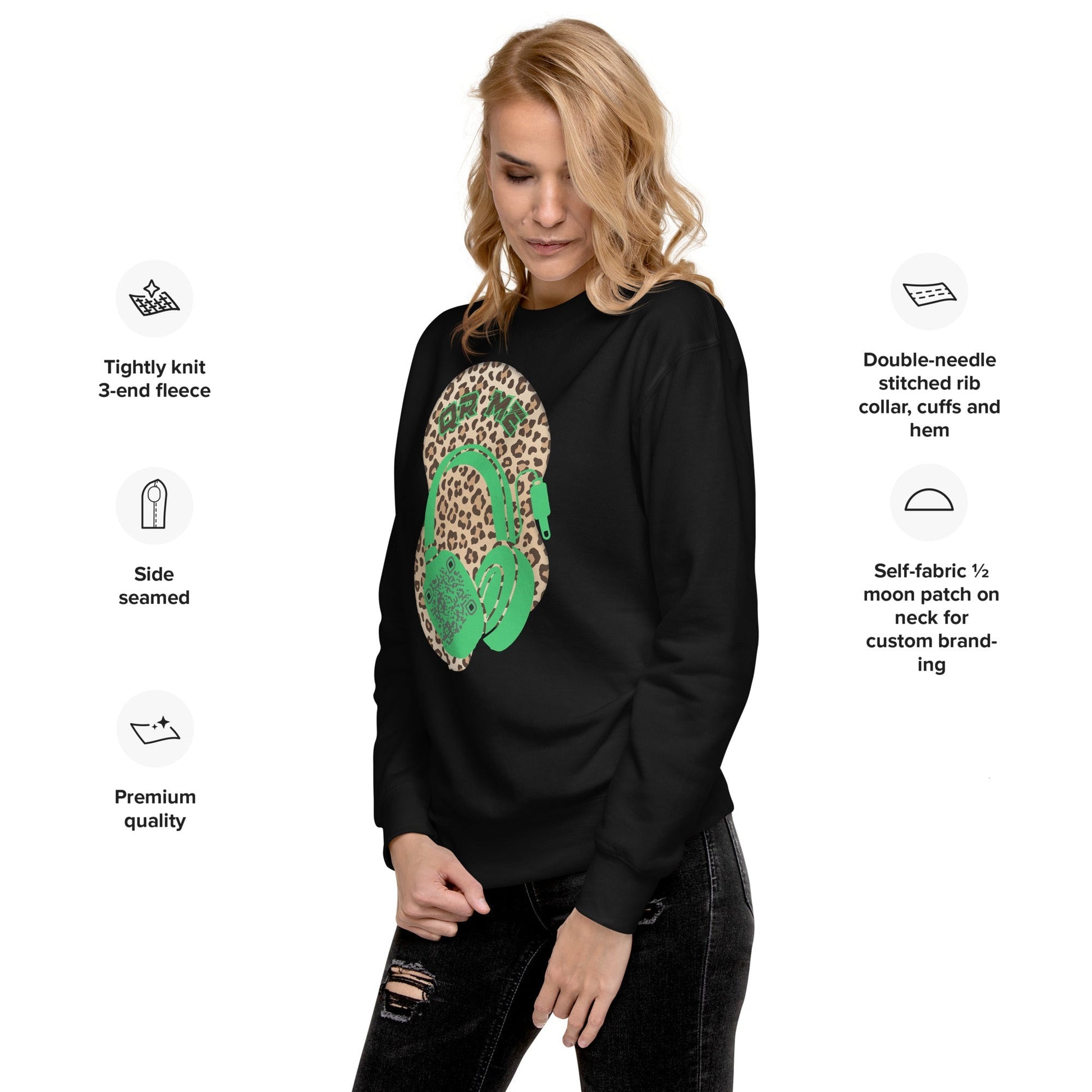 Leopard Print Personalized QR Code Sweatshirt β Wear Your Playlist!