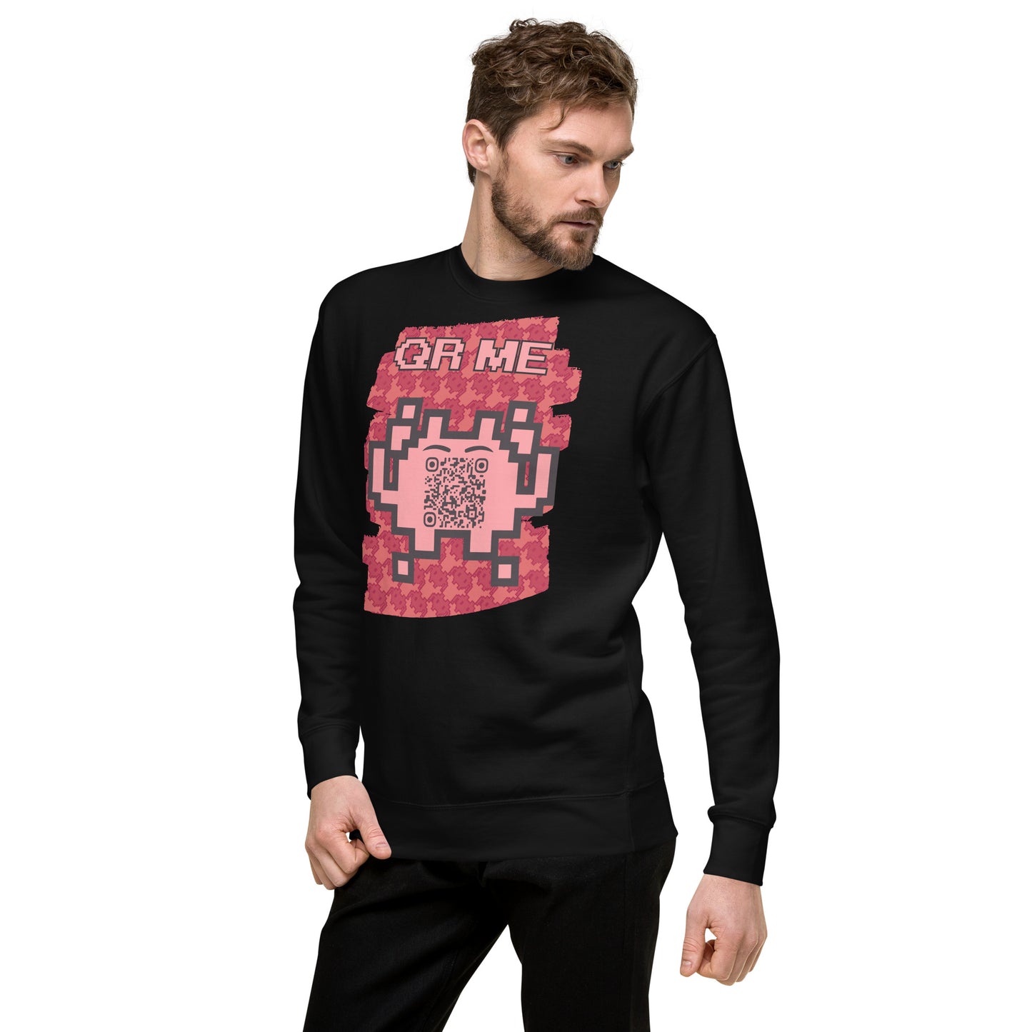 Red Alien QR Code Sweatshirt β Bold Tech for Gamers & YouTubers