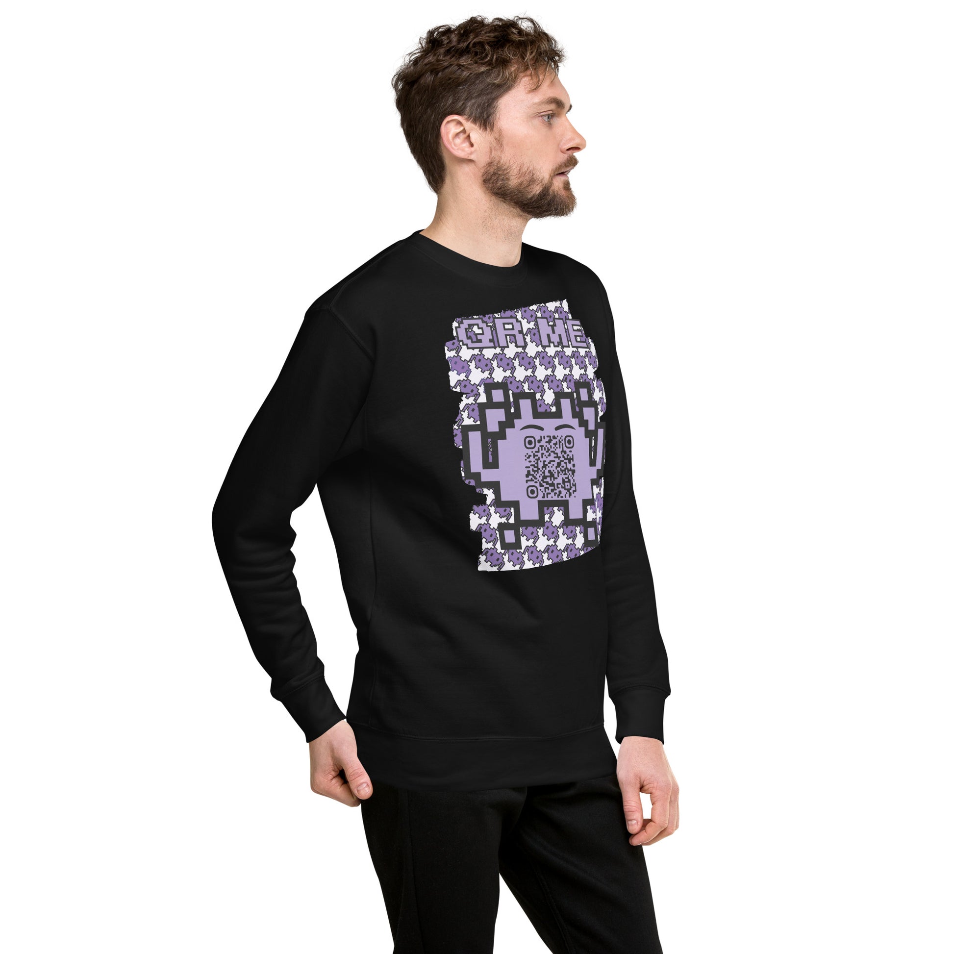 Purple Alien QR Code Sweatshirt β Classic Style for Gamers & Creators