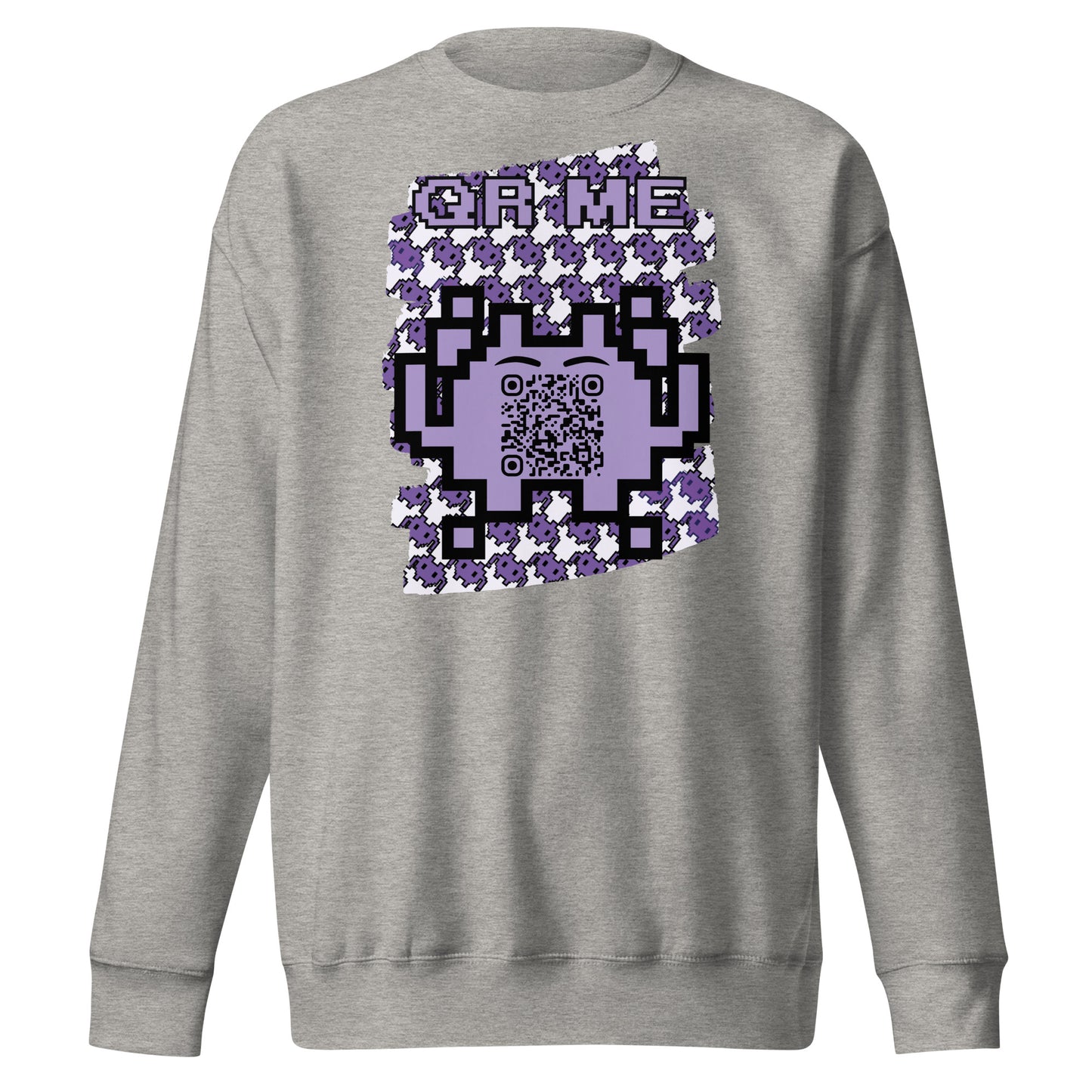 Purple Alien QR Code Sweatshirt β Classic Style for Gamers & Creators