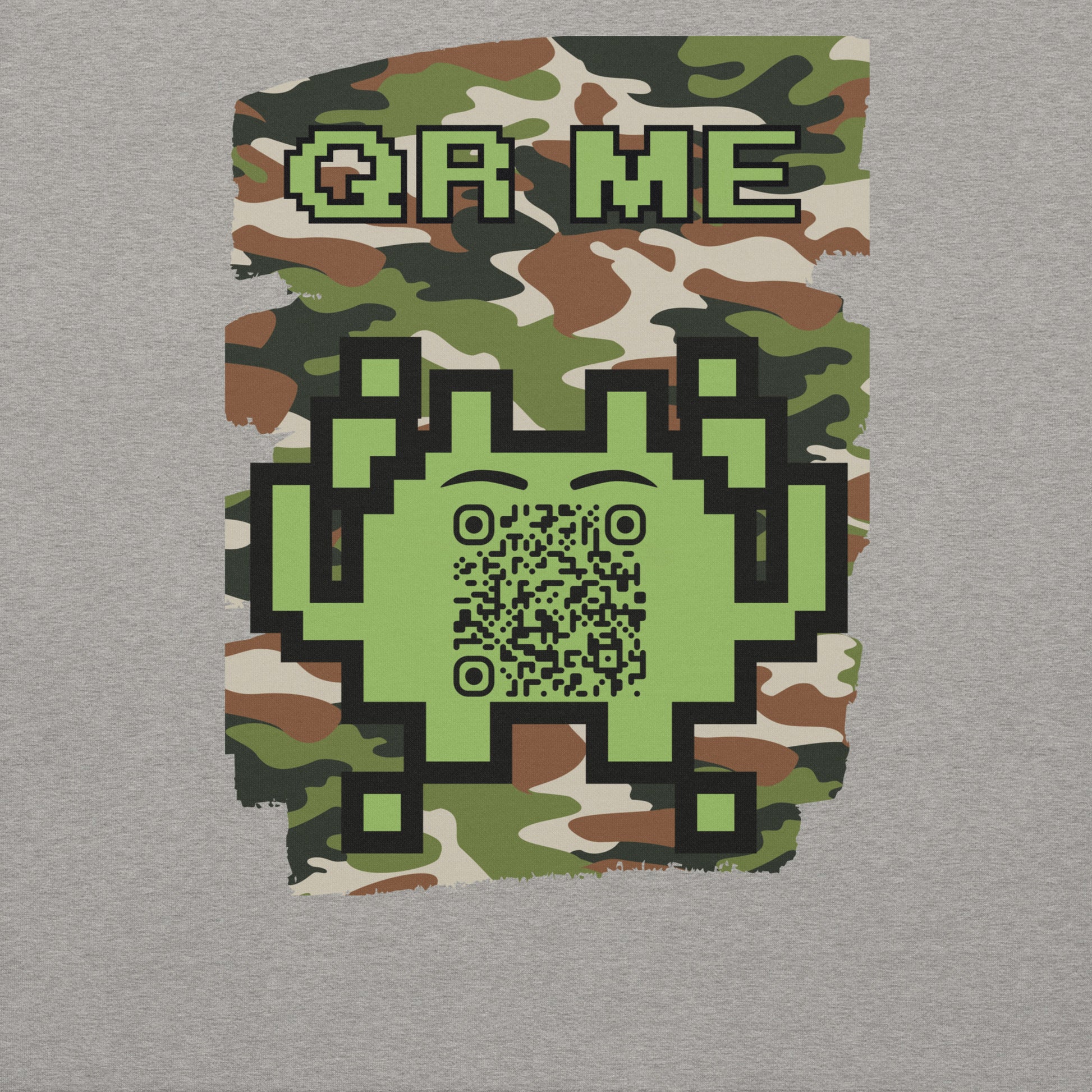 Green Camo Alien QR Code Sweatshirt β Stealth Style for Gamers