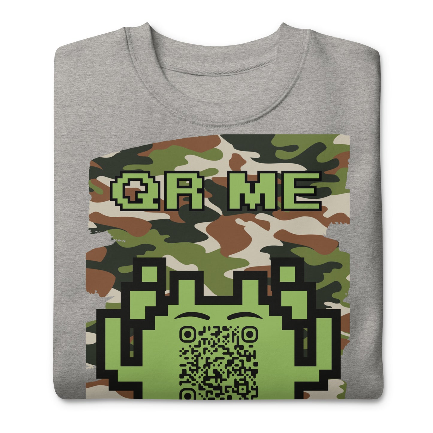 Green Camo Alien QR Code Sweatshirt β Stealth Style for Gamers