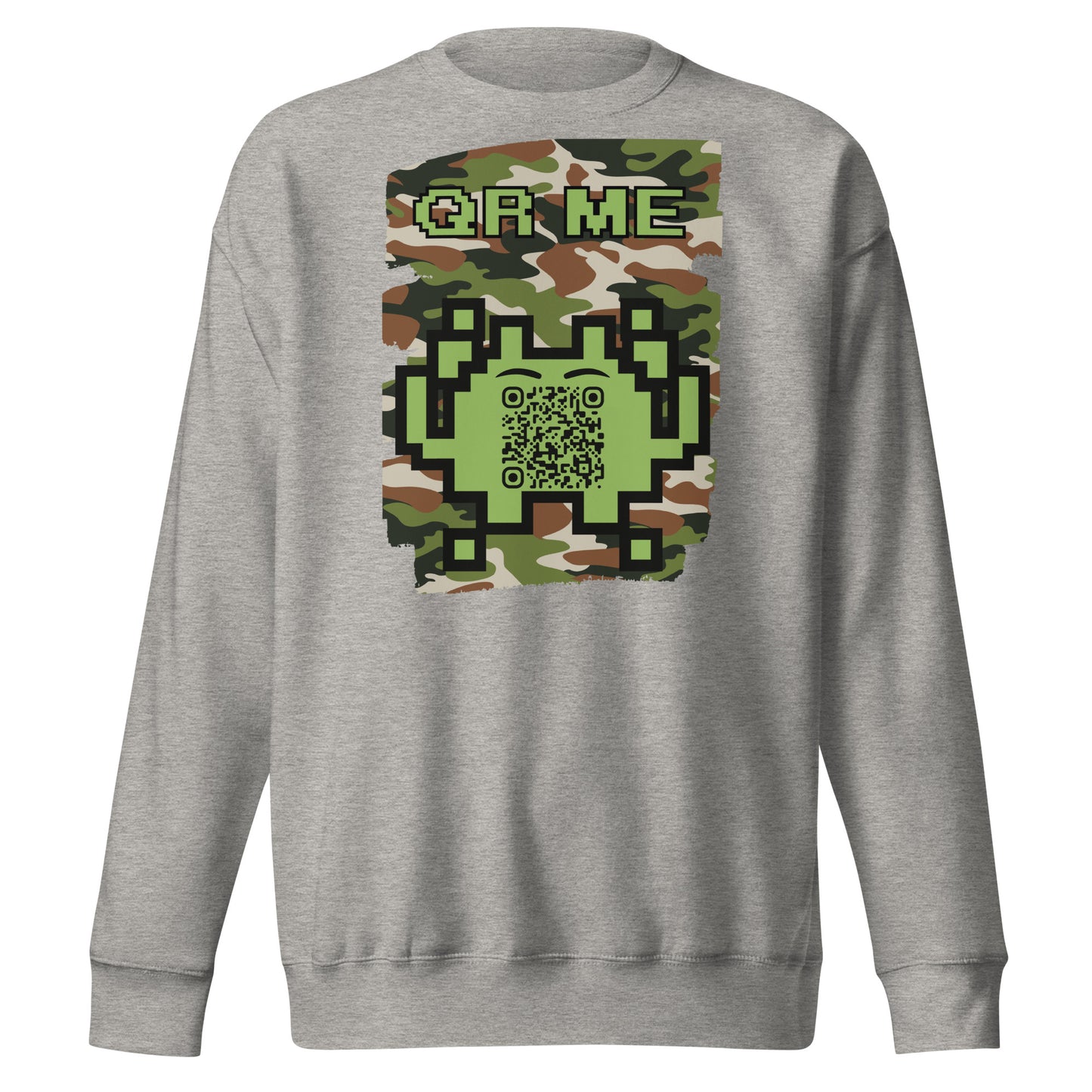 Green Camo Alien QR Code Sweatshirt β Stealth Style for Gamers